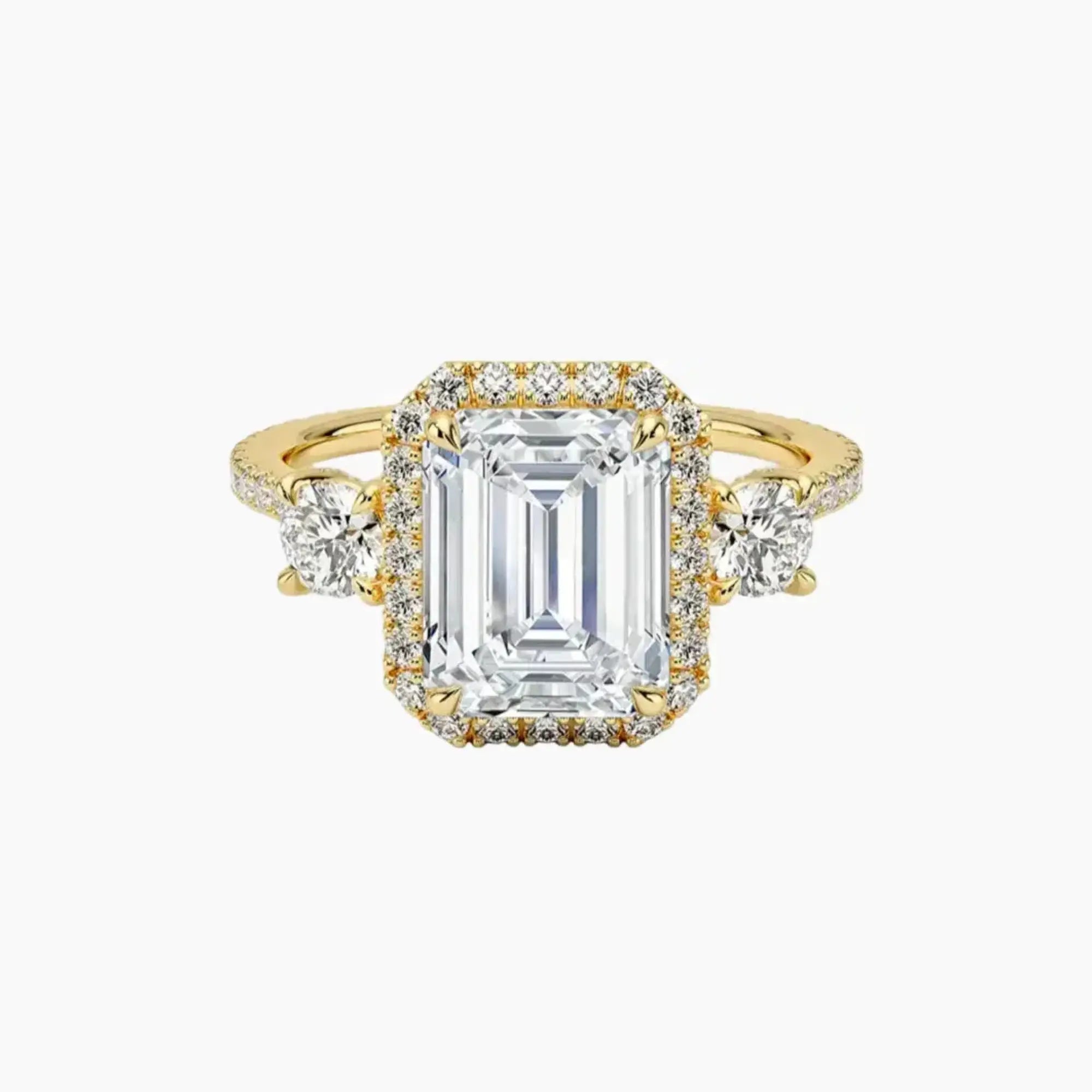 OBSER582 - Brielle Three Stone Emerald Halo engagement ring setting view 7