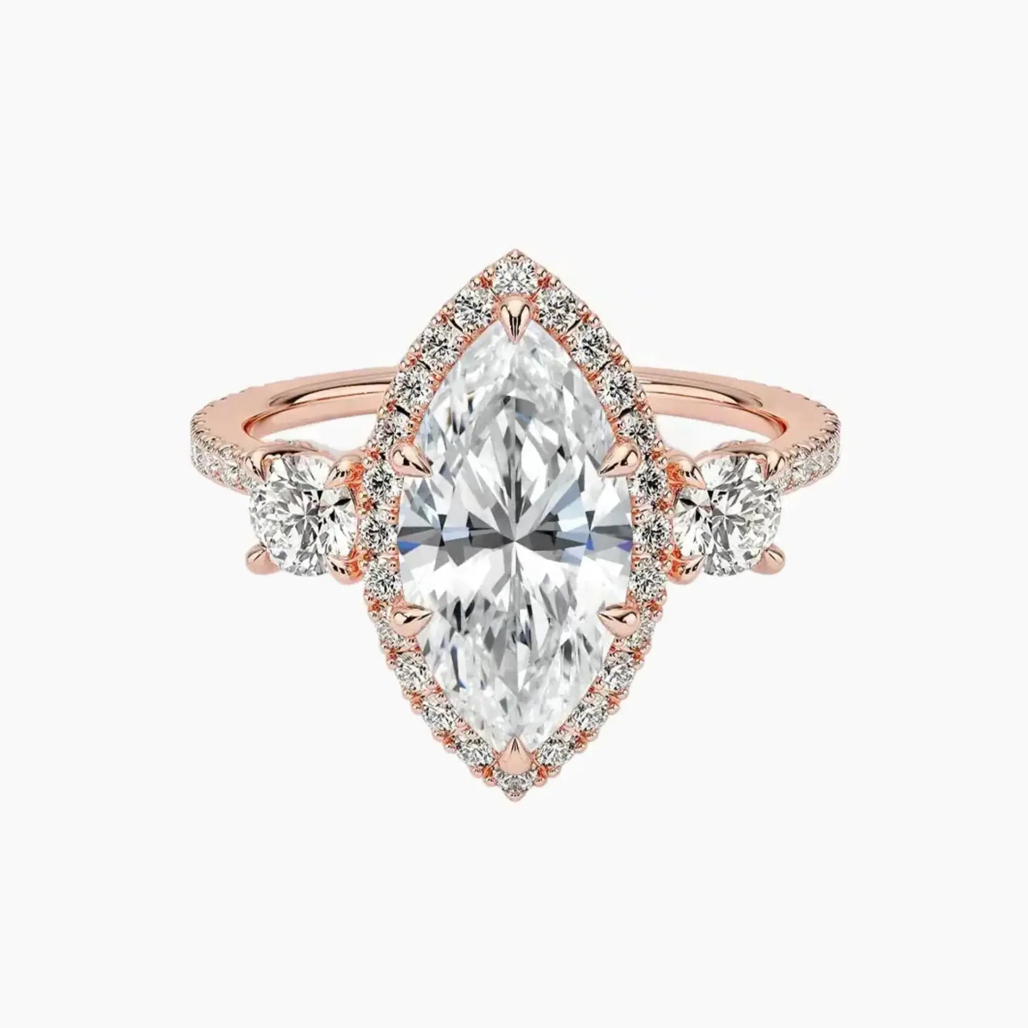 OBSER182 - Brielle Three Stone Marquise Halo engagement ring setting view 4