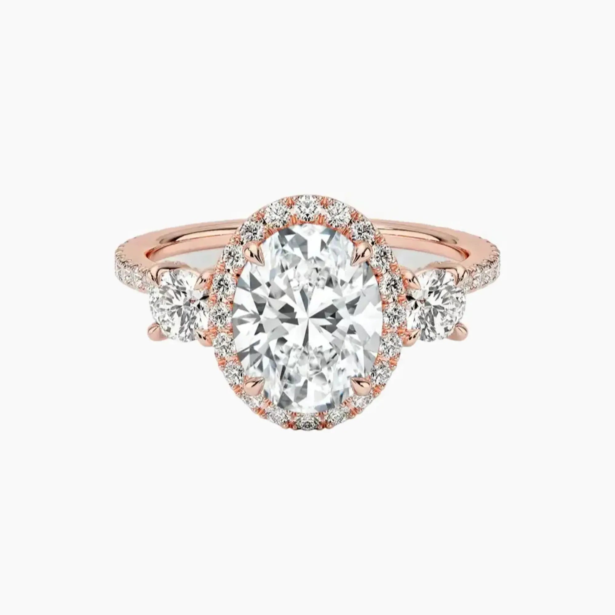 OBSER586 - Brielle Three Stone Oval Halo engagement ring setting view 4