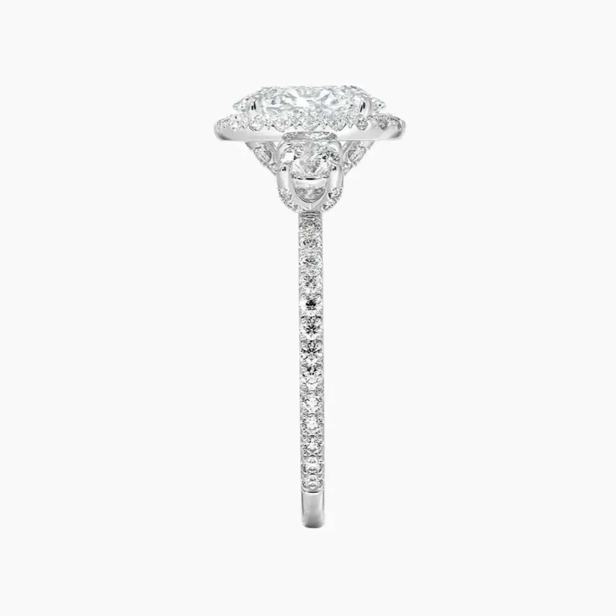 OBSER586 - Brielle Three Stone Oval Halo engagement ring setting view 3