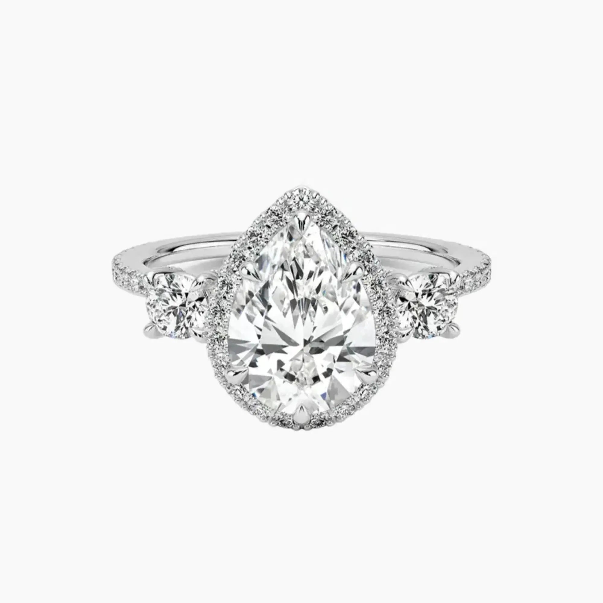 OBSER584 - Brielle Three Stone Pear Halo engagement ring setting view 1