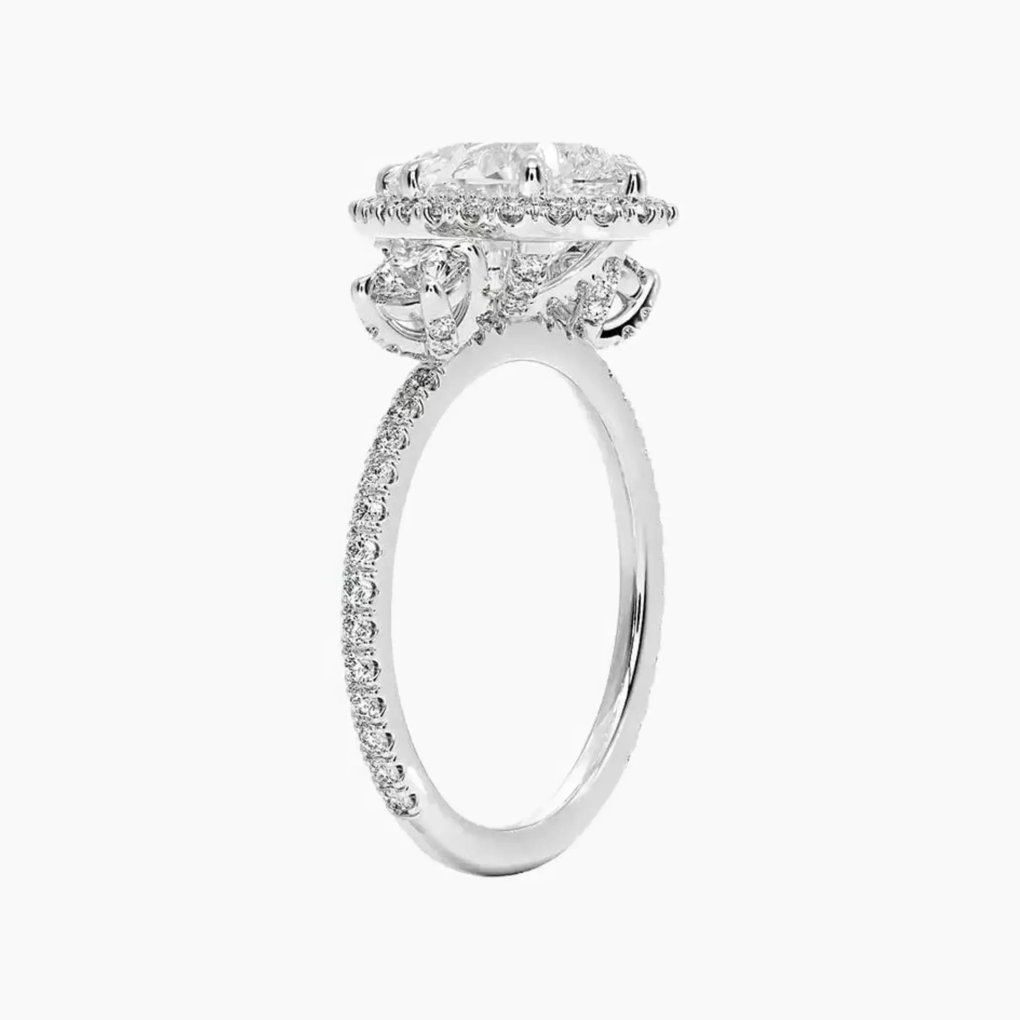 OBSER584 - Brielle Three Stone Pear Halo engagement ring setting view 2