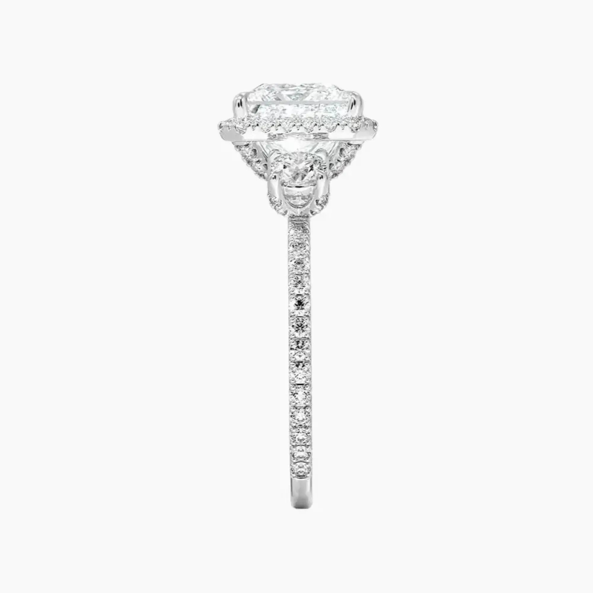 OBSER583 - Brielle Three Stone Princess Halo engagement ring setting view 3