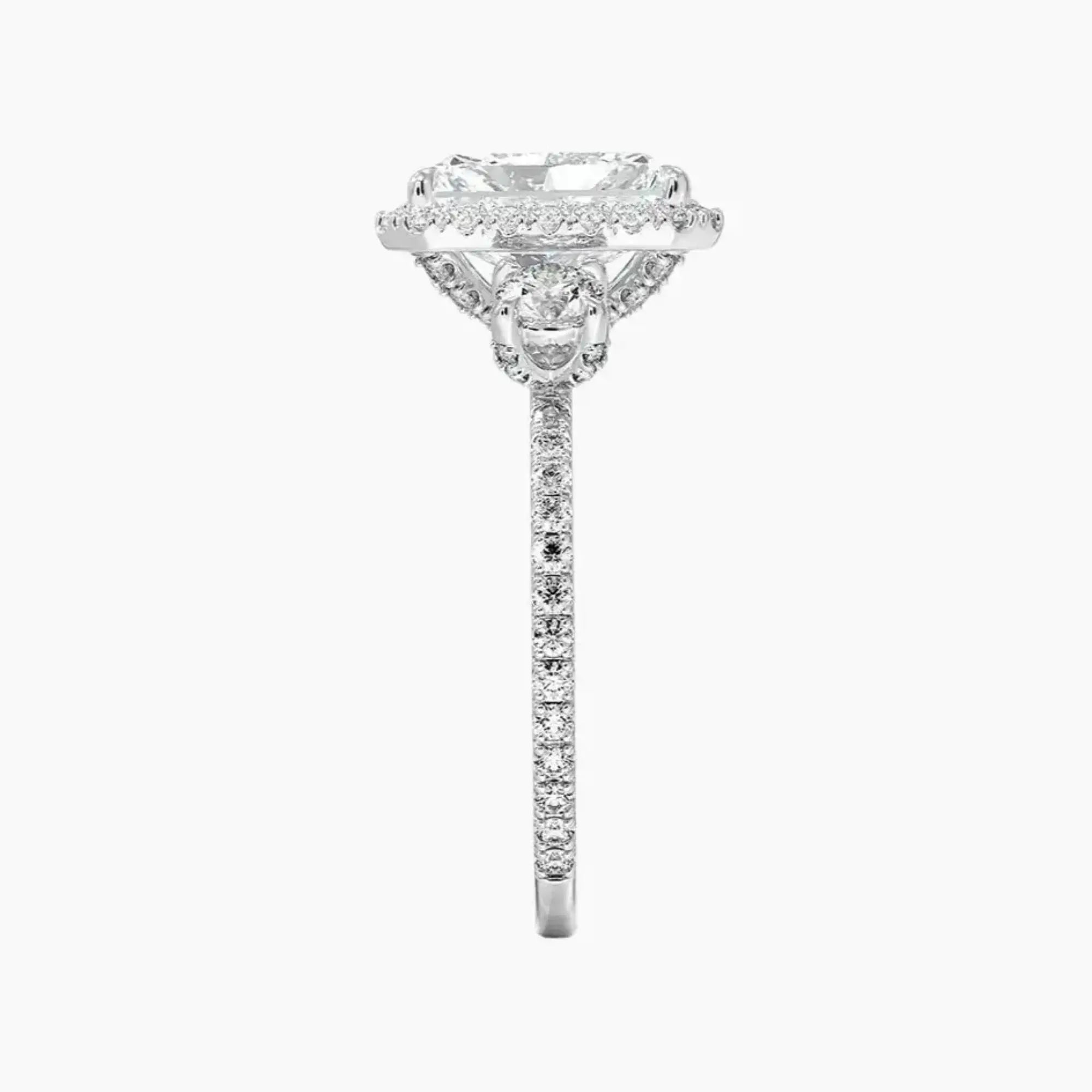 OBSER580 - Brielle Three Stone Radiant Halo engagement ring setting view 3