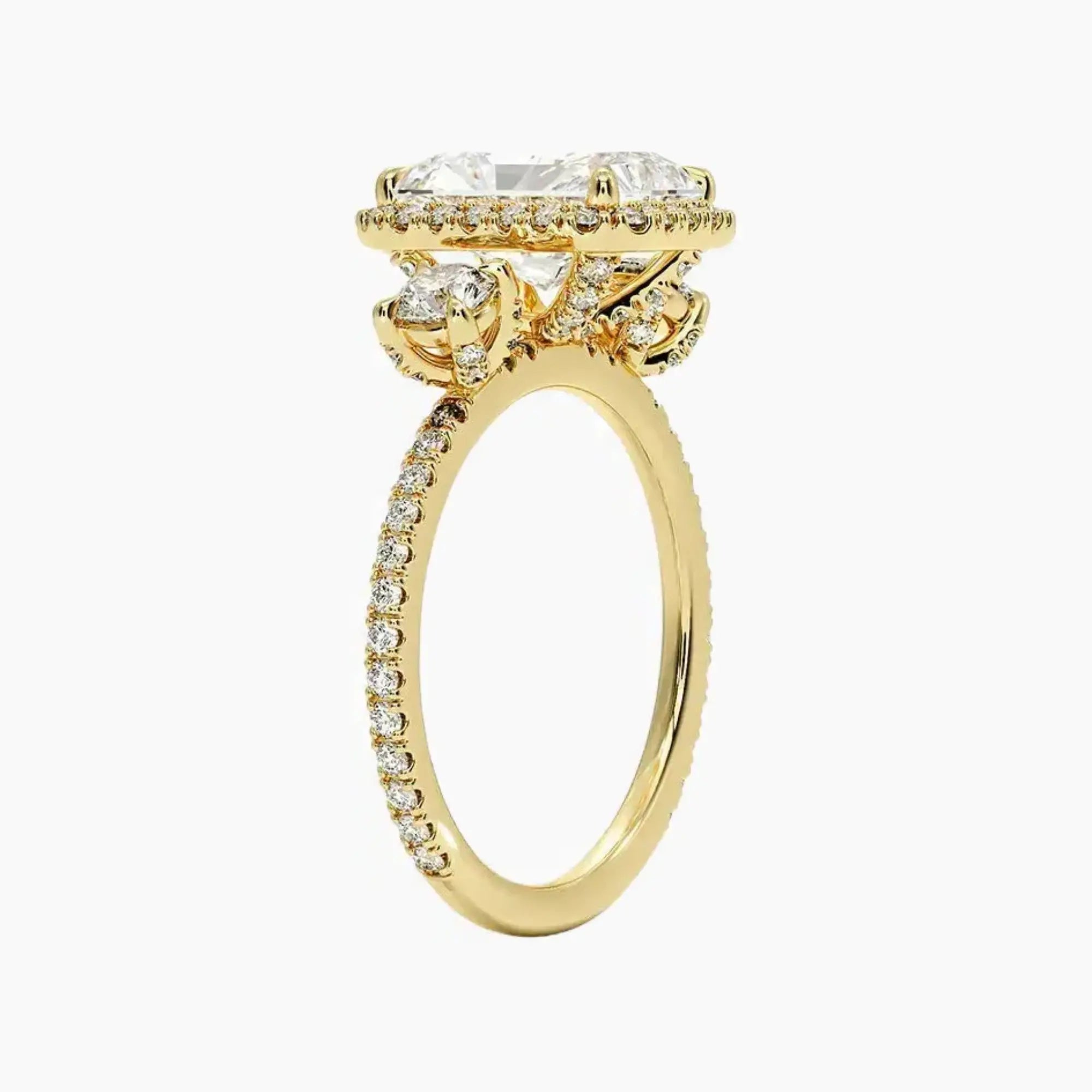 OBSER580 - Brielle Three Stone Radiant Halo engagement ring setting view 8