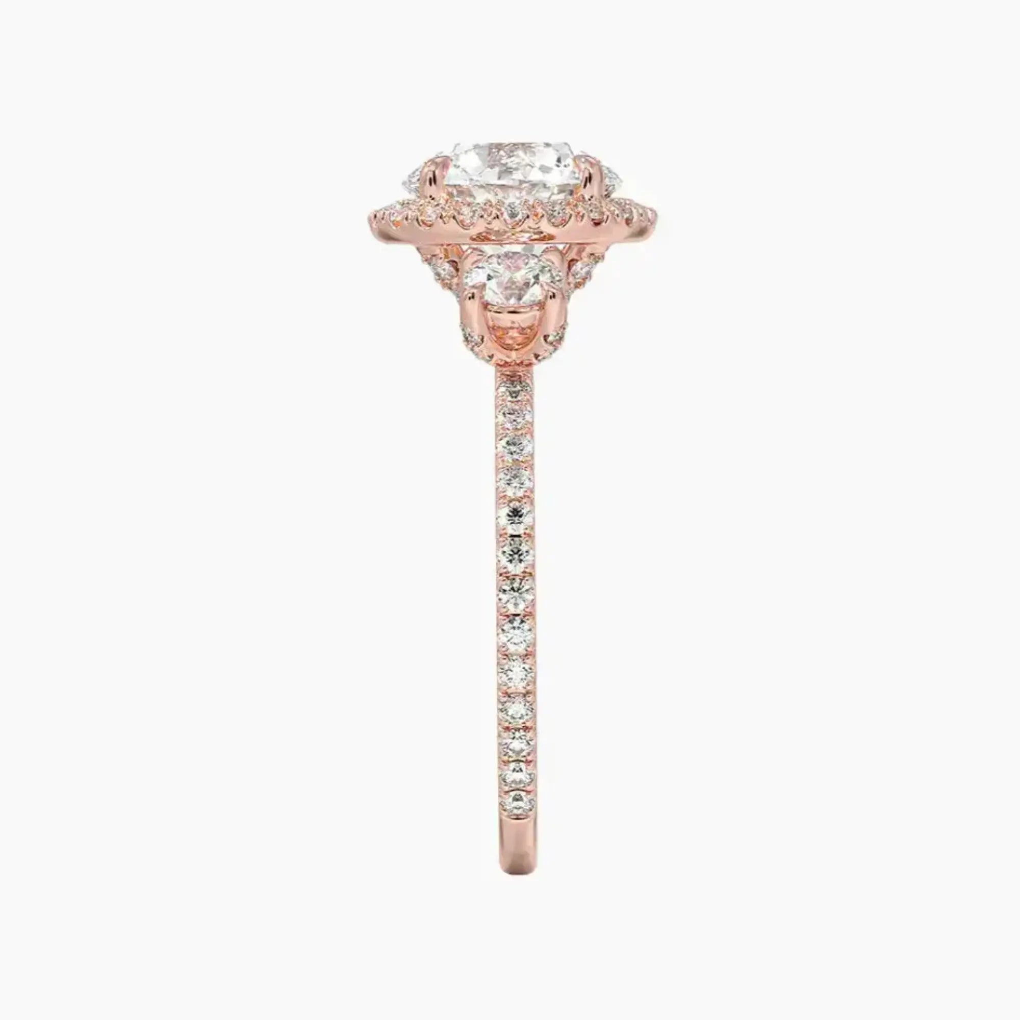 OBSER587 - Brielle Three Stone Round Halo engagement ring setting view 6