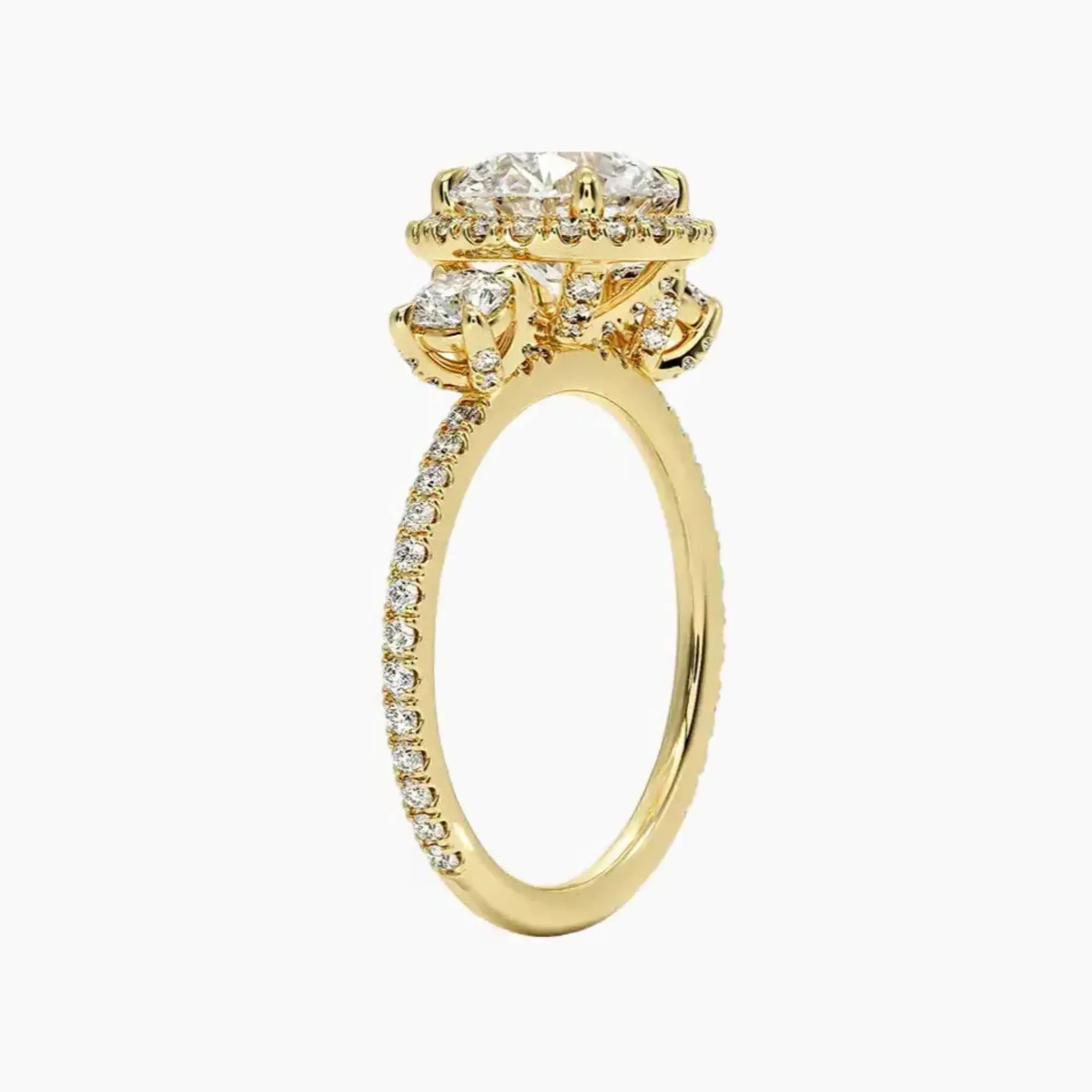 OBSER587 - Brielle Three Stone Round Halo engagement ring setting view 8