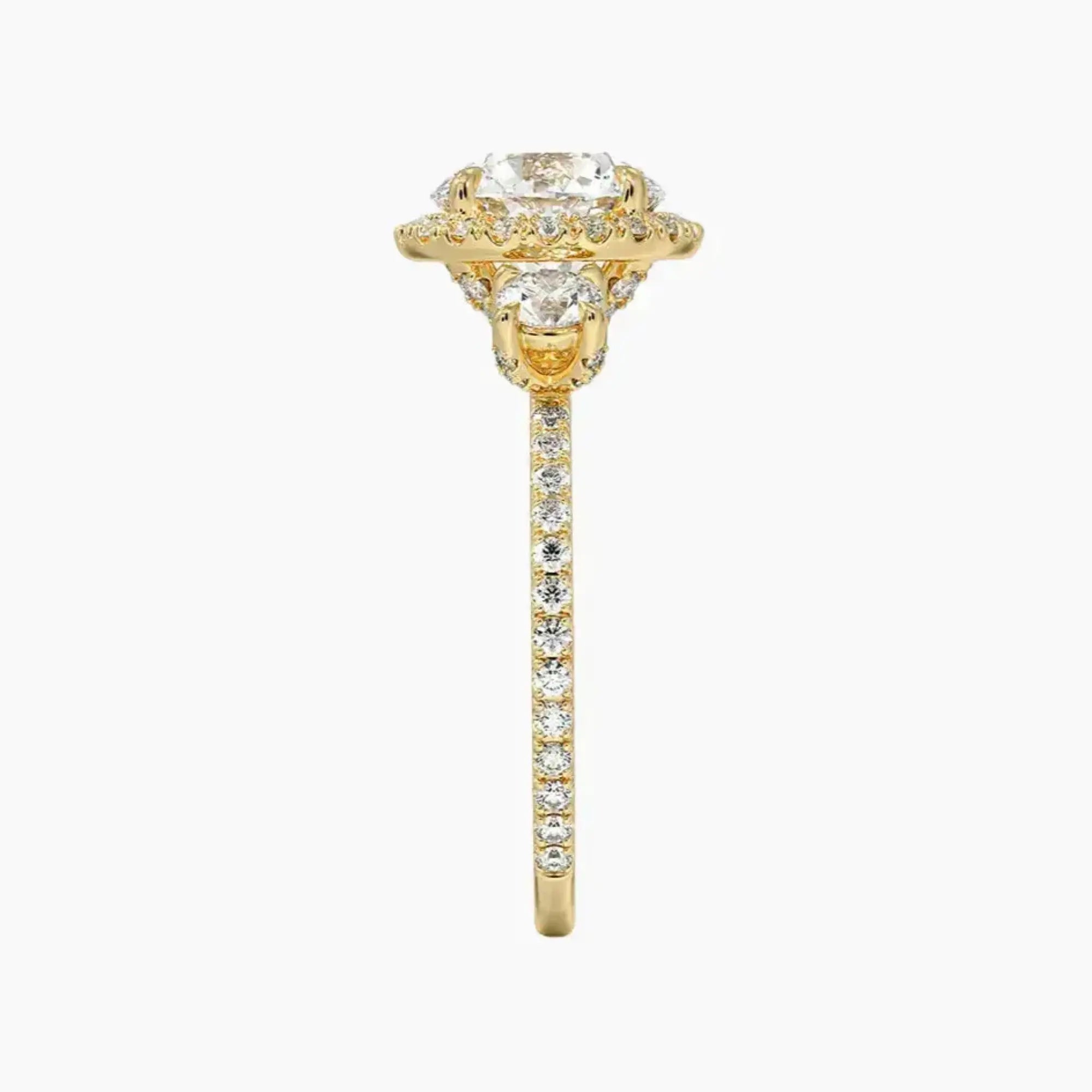 OBSER587 - Brielle Three Stone Round Halo engagement ring setting view 9
