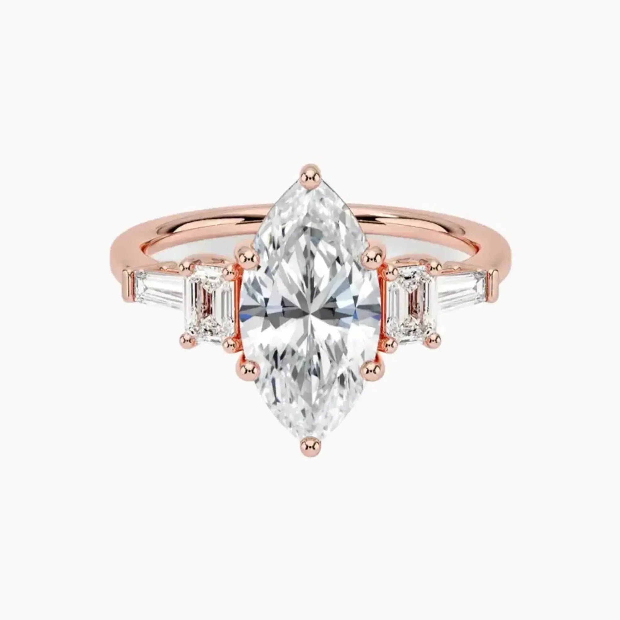 OBSER345 - Delphine Five Stone Marquise engagement ring setting view 4