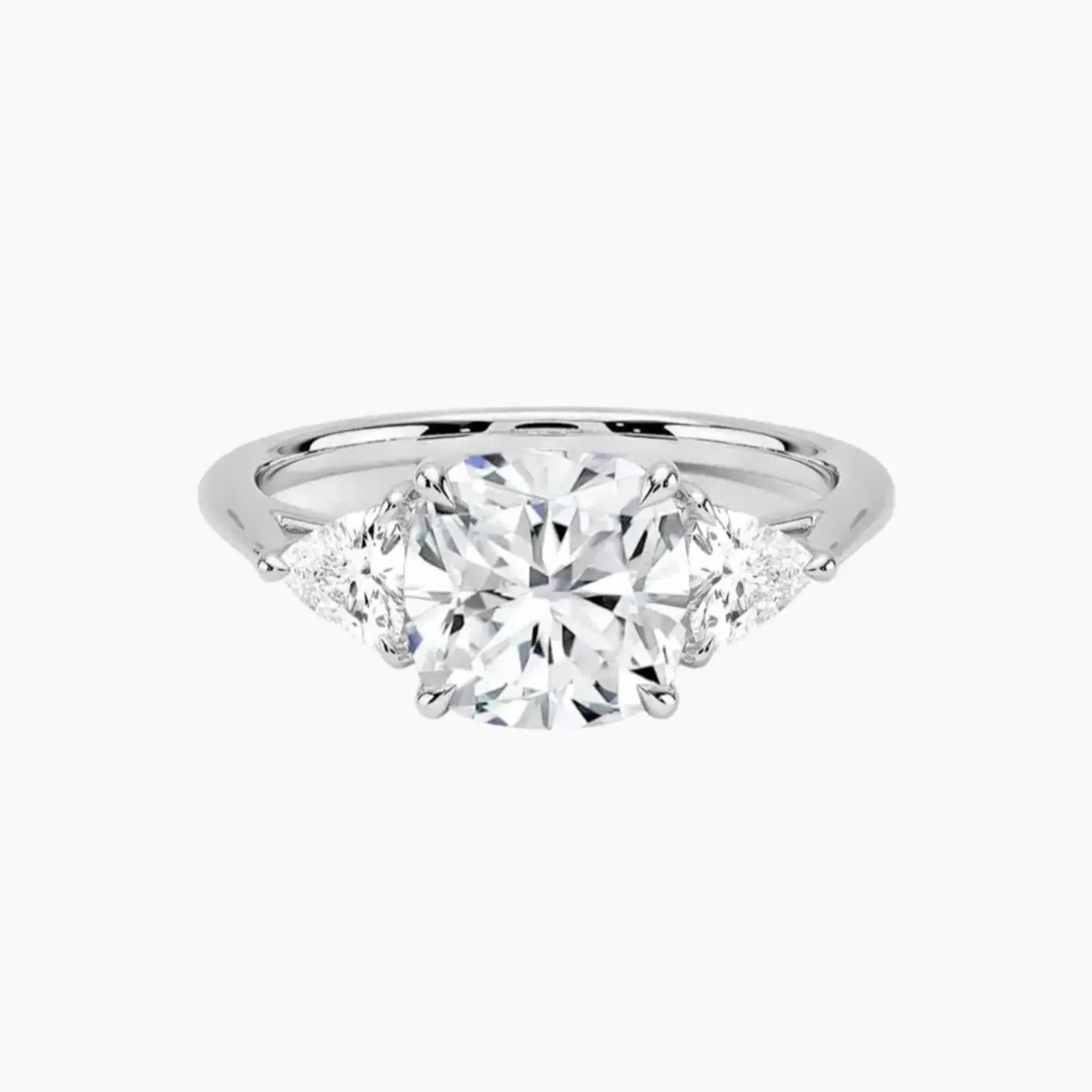 OBSER564 - Elowen Three Stone Cushion engagement ring setting view 1