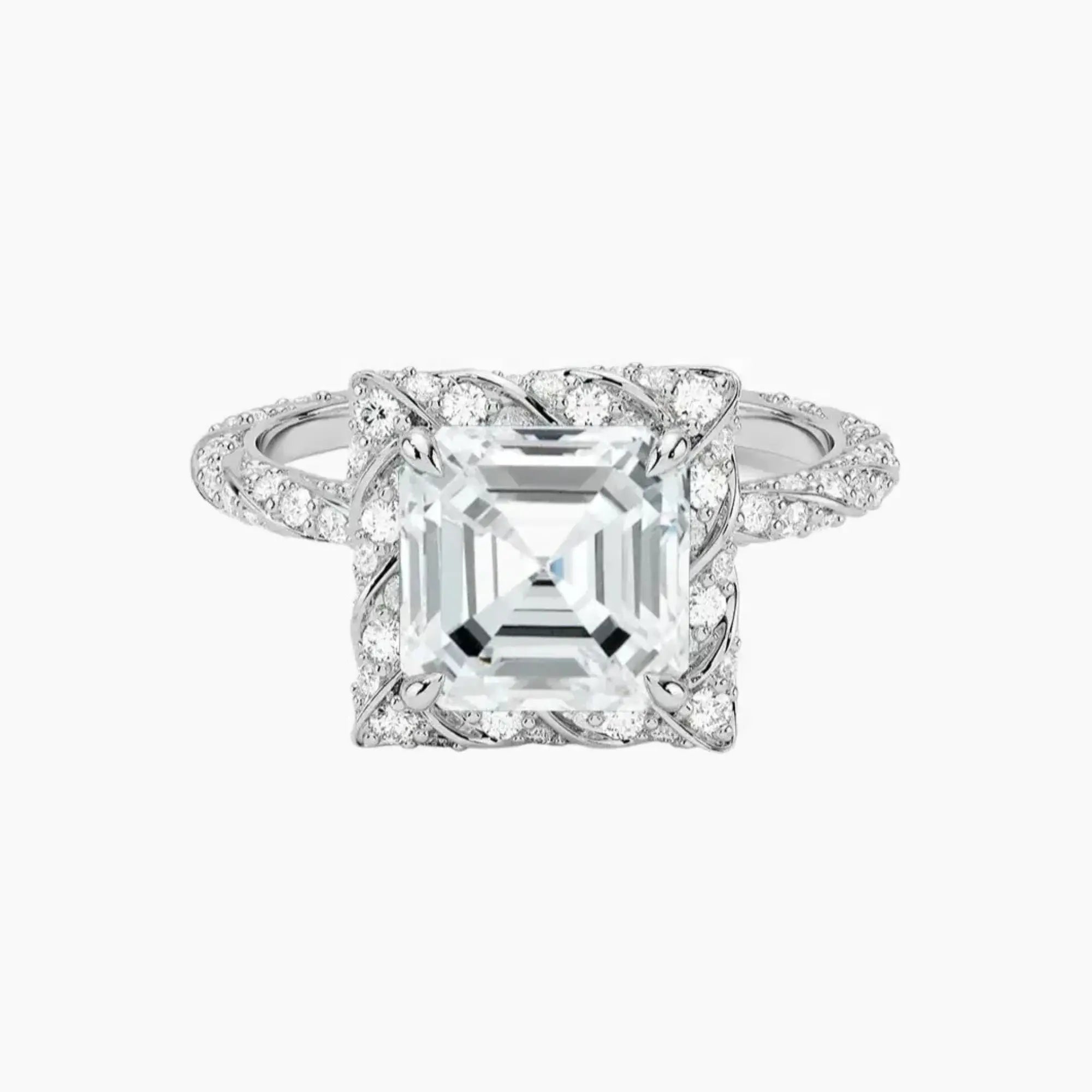 OBSER421 - Eliana Halo Asscher engagement ring setting view 1