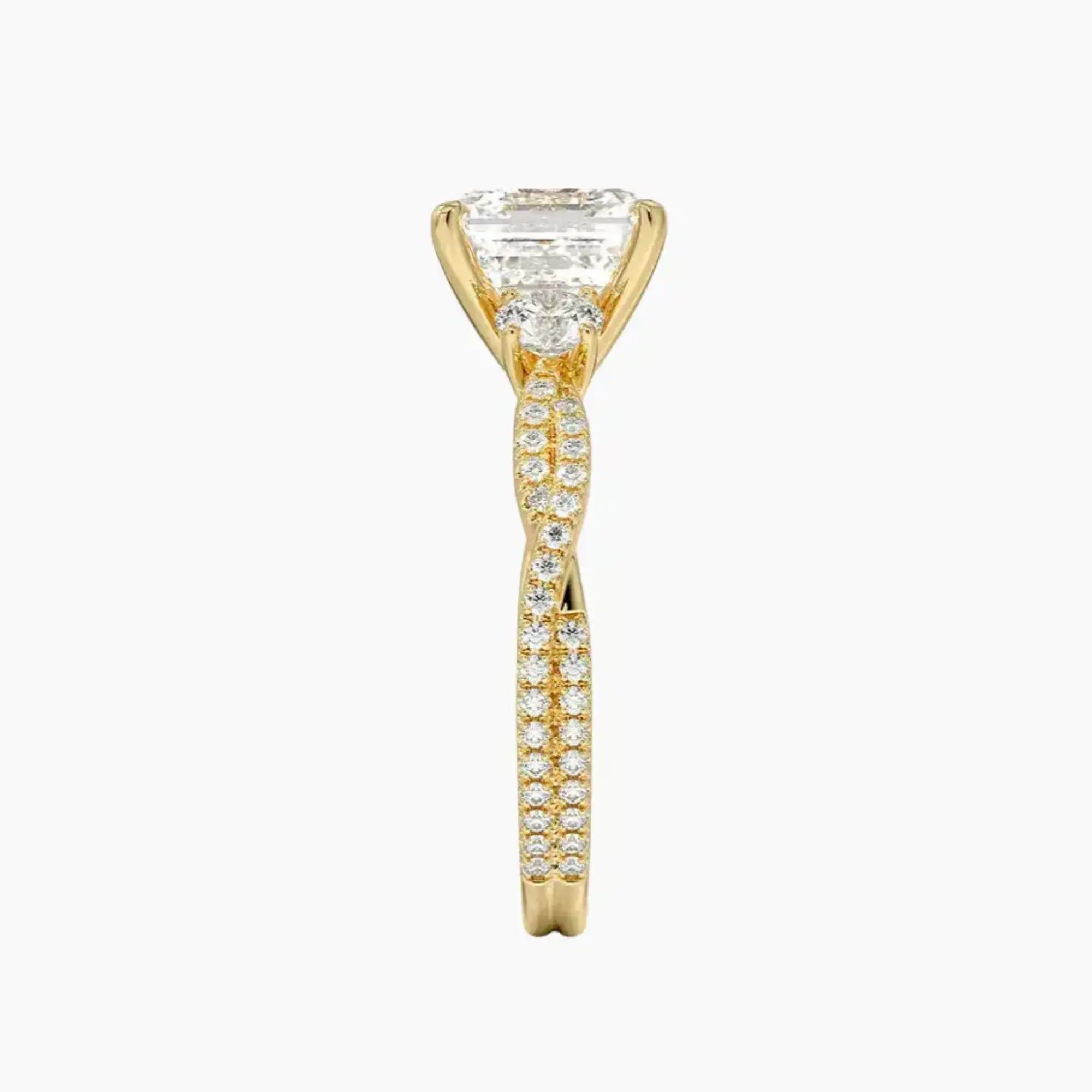 OBSER607 - Calista Adorned Three Stone Asscher Twisted engagement ring setting view 9