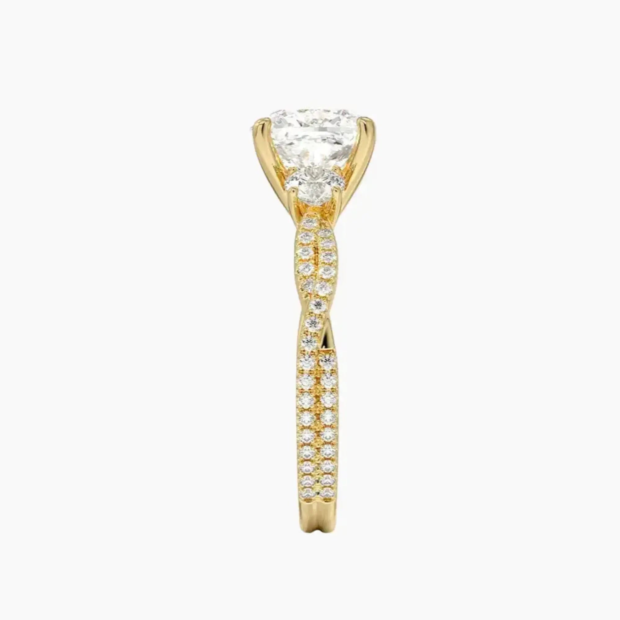 OBSER184 - Calista Adorned Three Stone Cushion Twisted engagement ring setting view 9