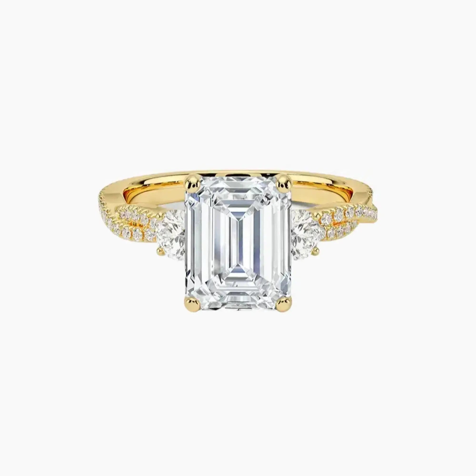 OBSER609 - Calista Adorned Three Stone Emerald Twisted engagement ring setting view 7