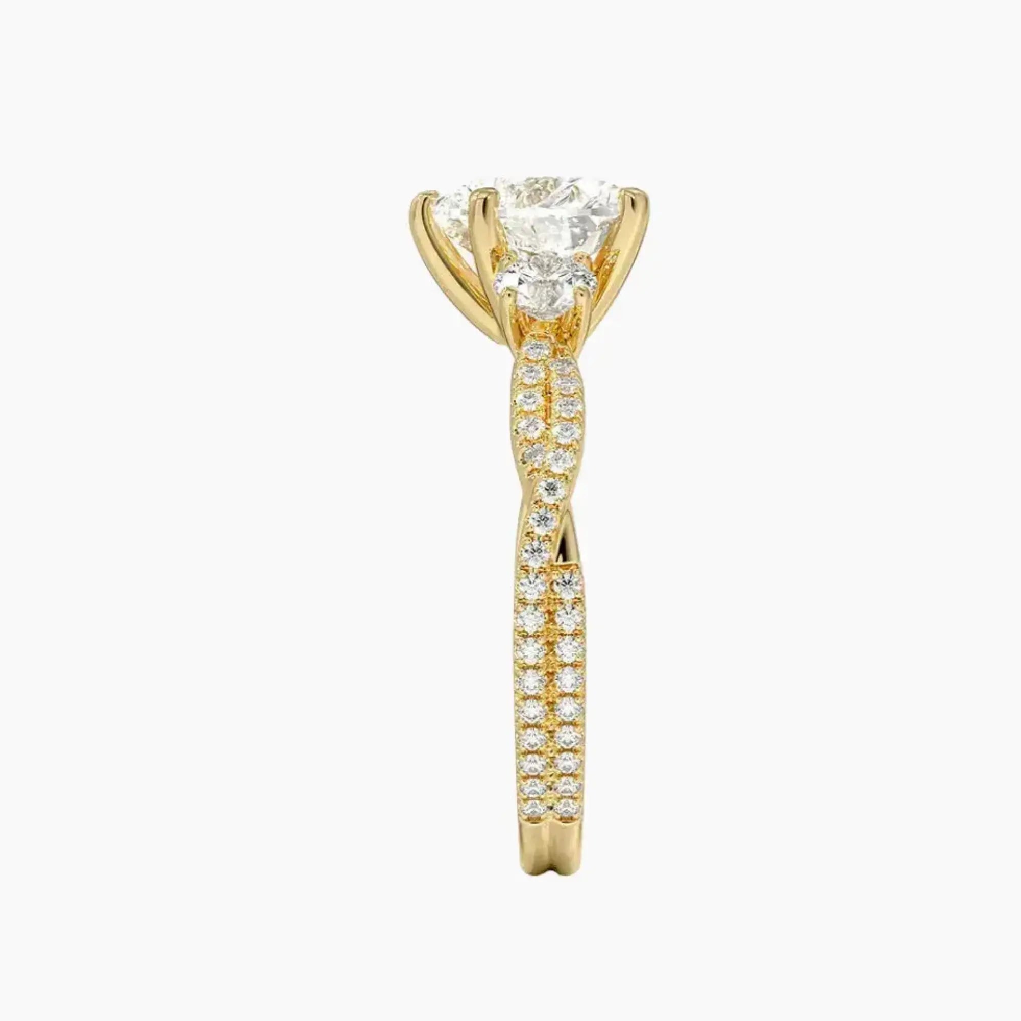 OBSER605 - Calista Adorned Three Stone Heart Twisted engagement ring setting view 9
