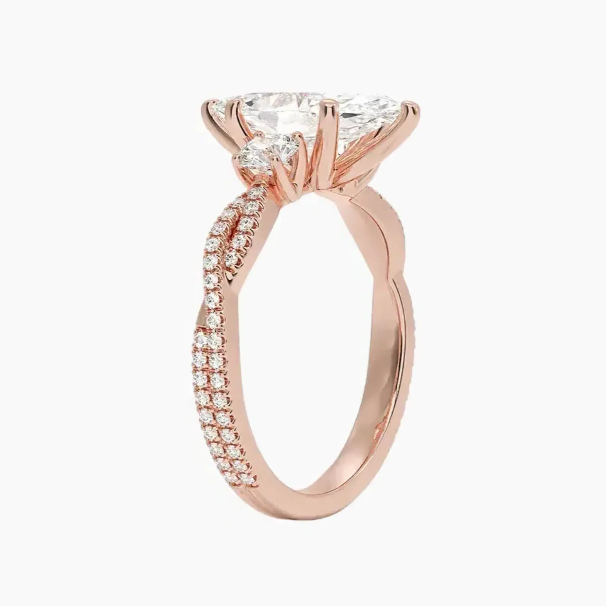 OBSER608 - Calista Adorned Three Stone Marquise Twisted engagement ring setting view 5