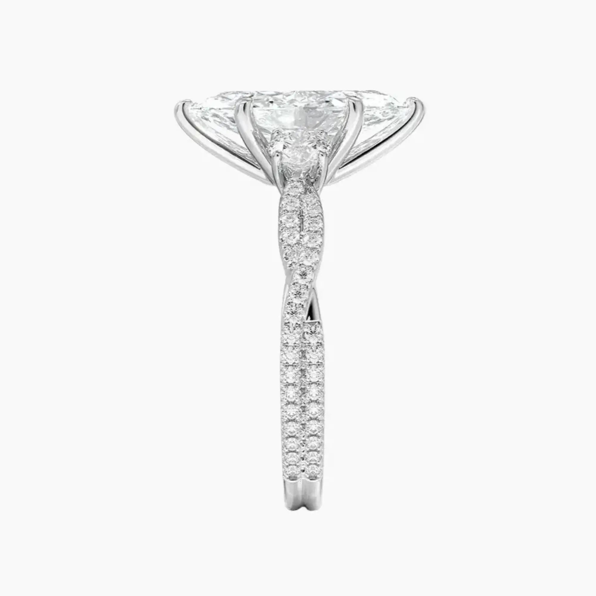 OBSER608 - Calista Adorned Three Stone Marquise Twisted engagement ring setting view 3