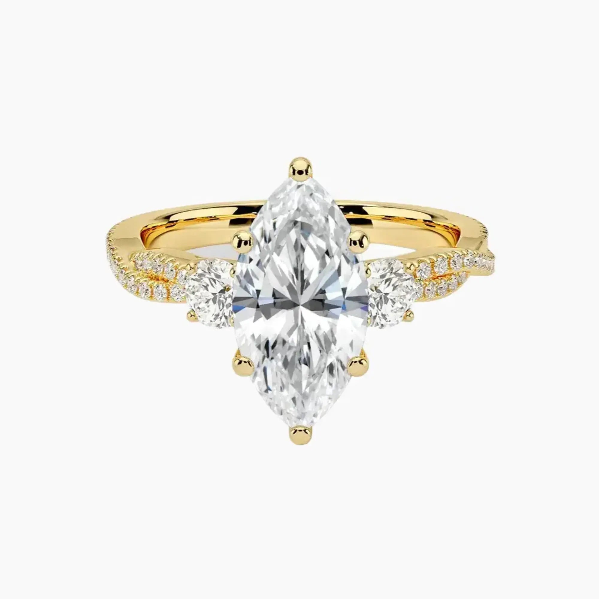 OBSER608 - Calista Adorned Three Stone Marquise Twisted engagement ring setting view 7
