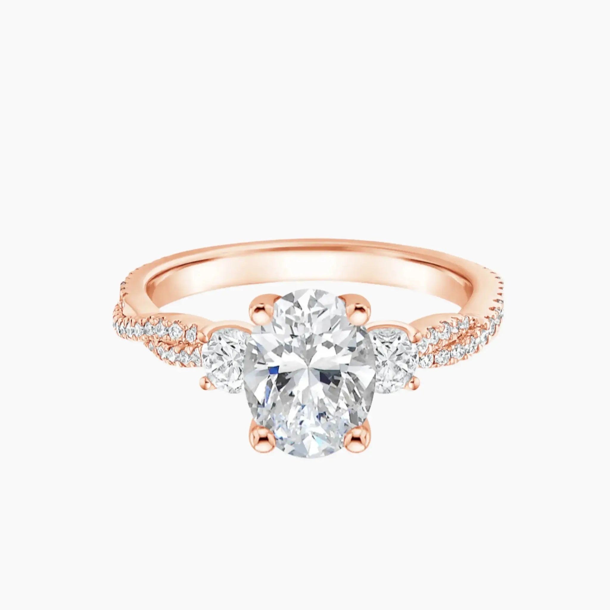 OBSER612 - Calista Adorned Three Stone Oval Twisted engagement ring setting view 3