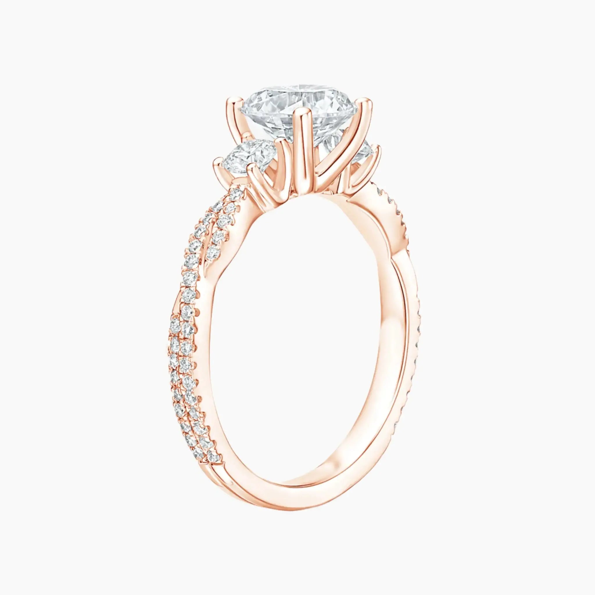 OBSER612 - Calista Adorned Three Stone Oval Twisted engagement ring setting view 4
