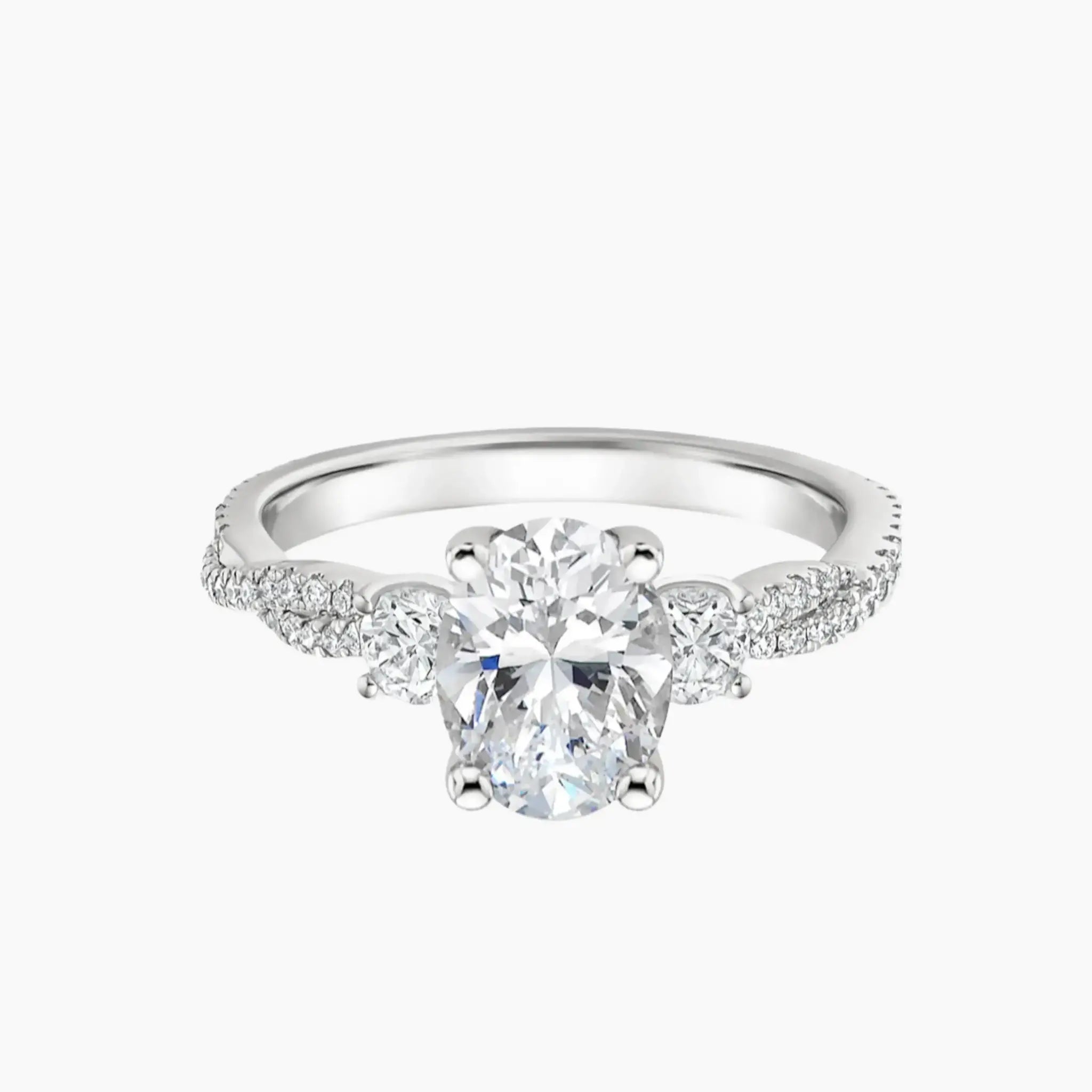OBSER612 - Calista Adorned Three Stone Oval Twisted engagement ring setting view 1