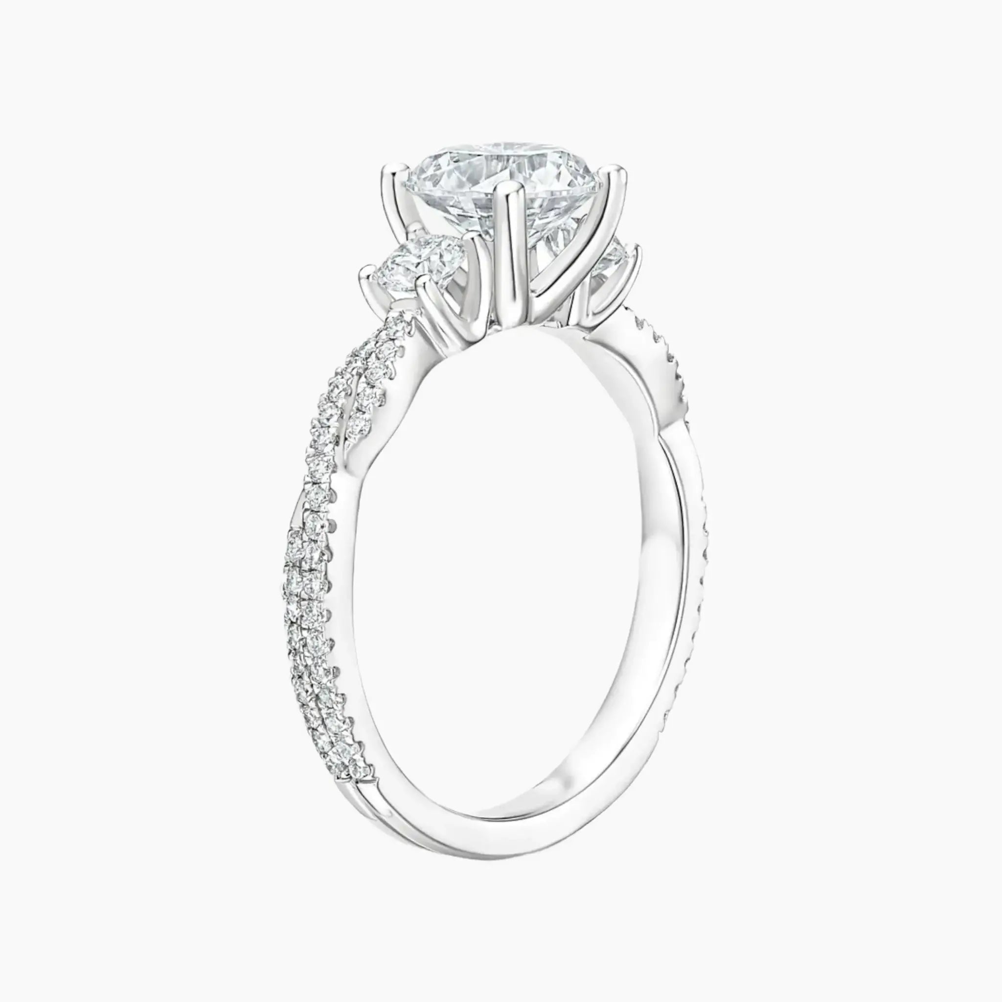 OBSER612 - Calista Adorned Three Stone Oval Twisted engagement ring setting view 2