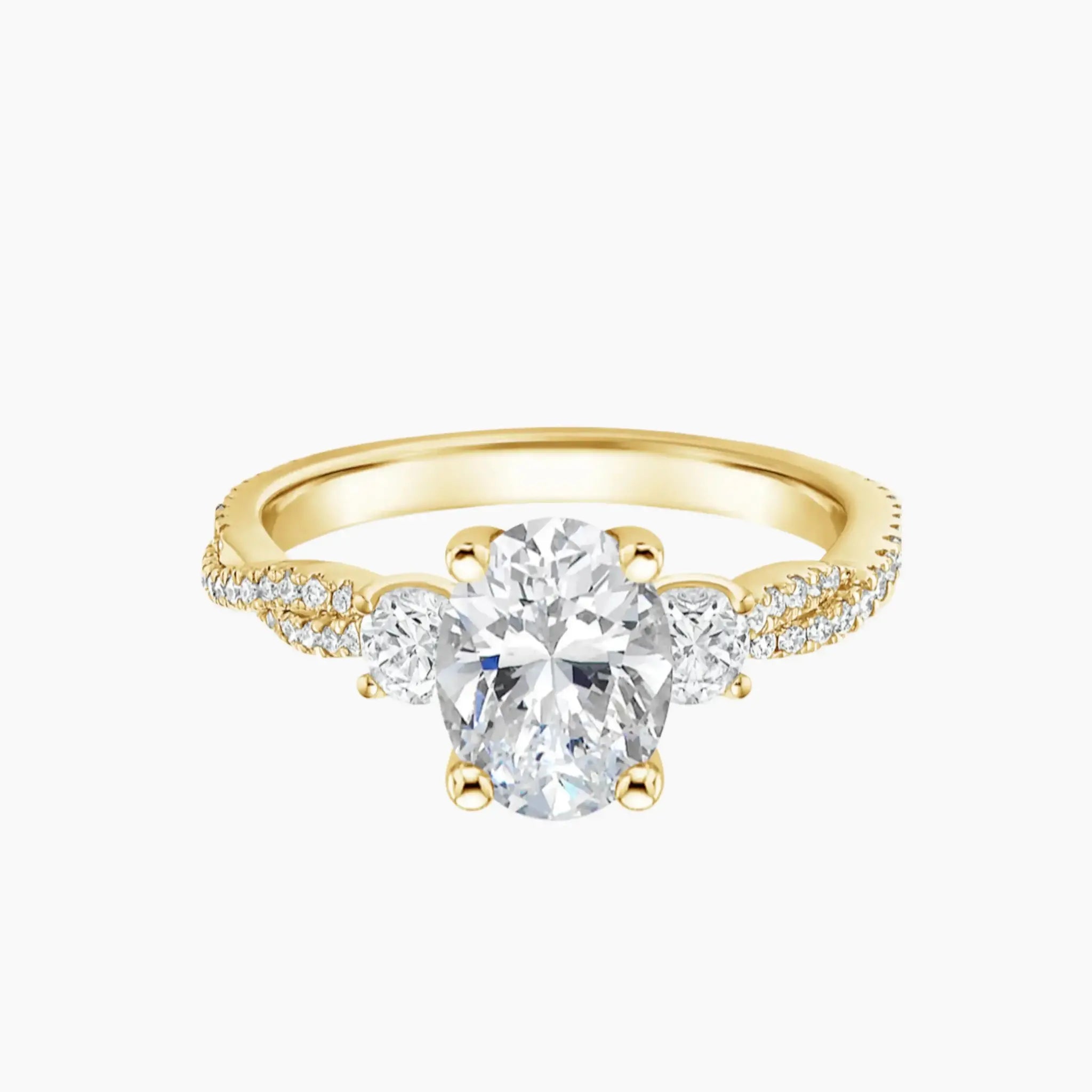 OBSER612 - Calista Adorned Three Stone Oval Twisted engagement ring setting view 5