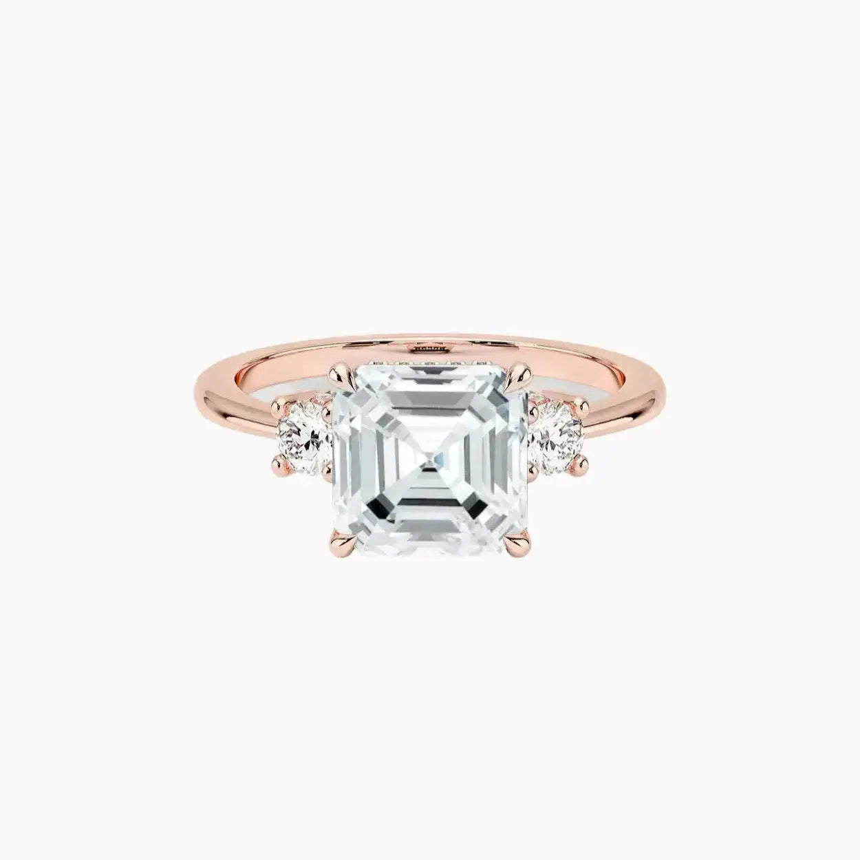 OBSER589 - Seraphina Hidden Halo Three Stone Asscher engagement ring setting view 3