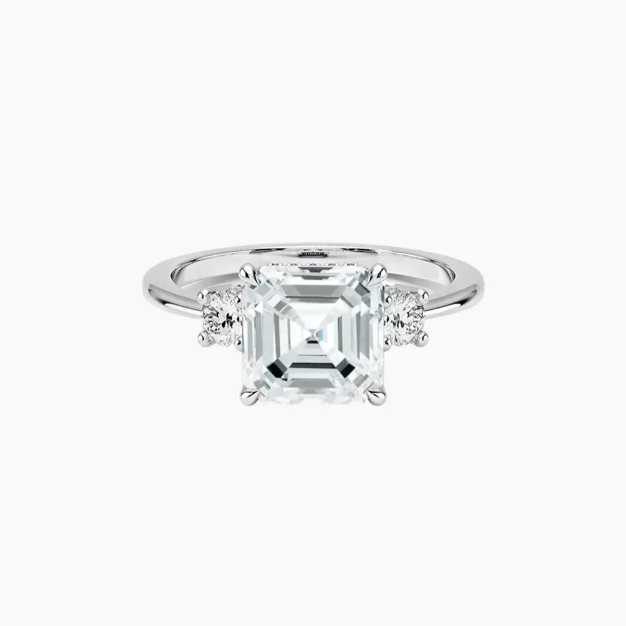 OBSER589 - Seraphina Hidden Halo Three Stone Asscher engagement ring setting view 1