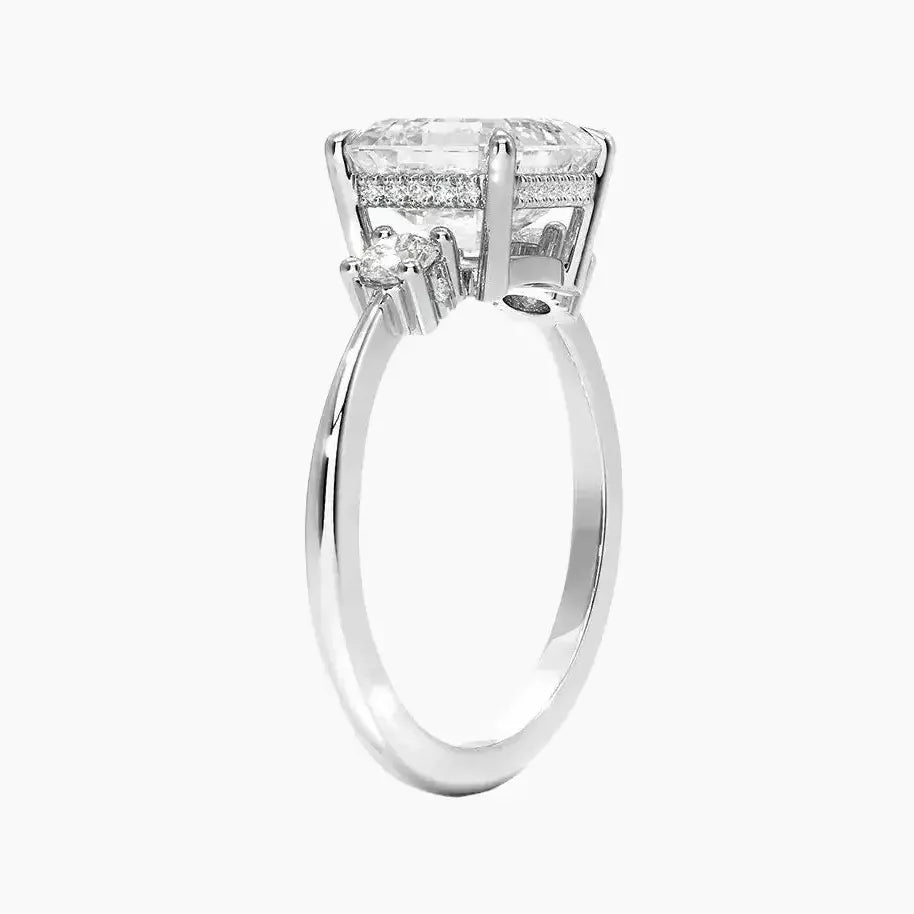 OBSER589 - Seraphina Hidden Halo Three Stone Asscher engagement ring setting view 2