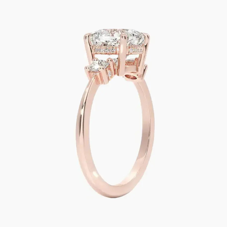 OBSER593 - Seraphina Hidden Halo Three Stone Cushion engagement ring setting view 4