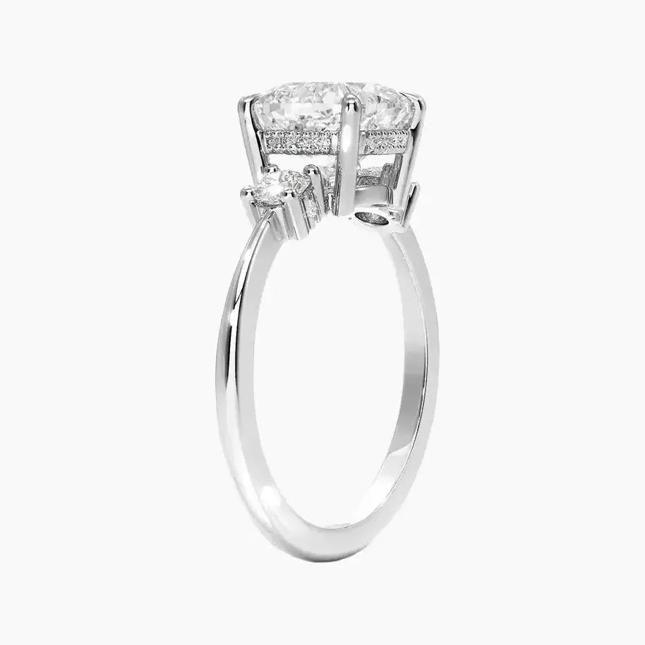 OBSER593 - Seraphina Hidden Halo Three Stone Cushion engagement ring setting view 2