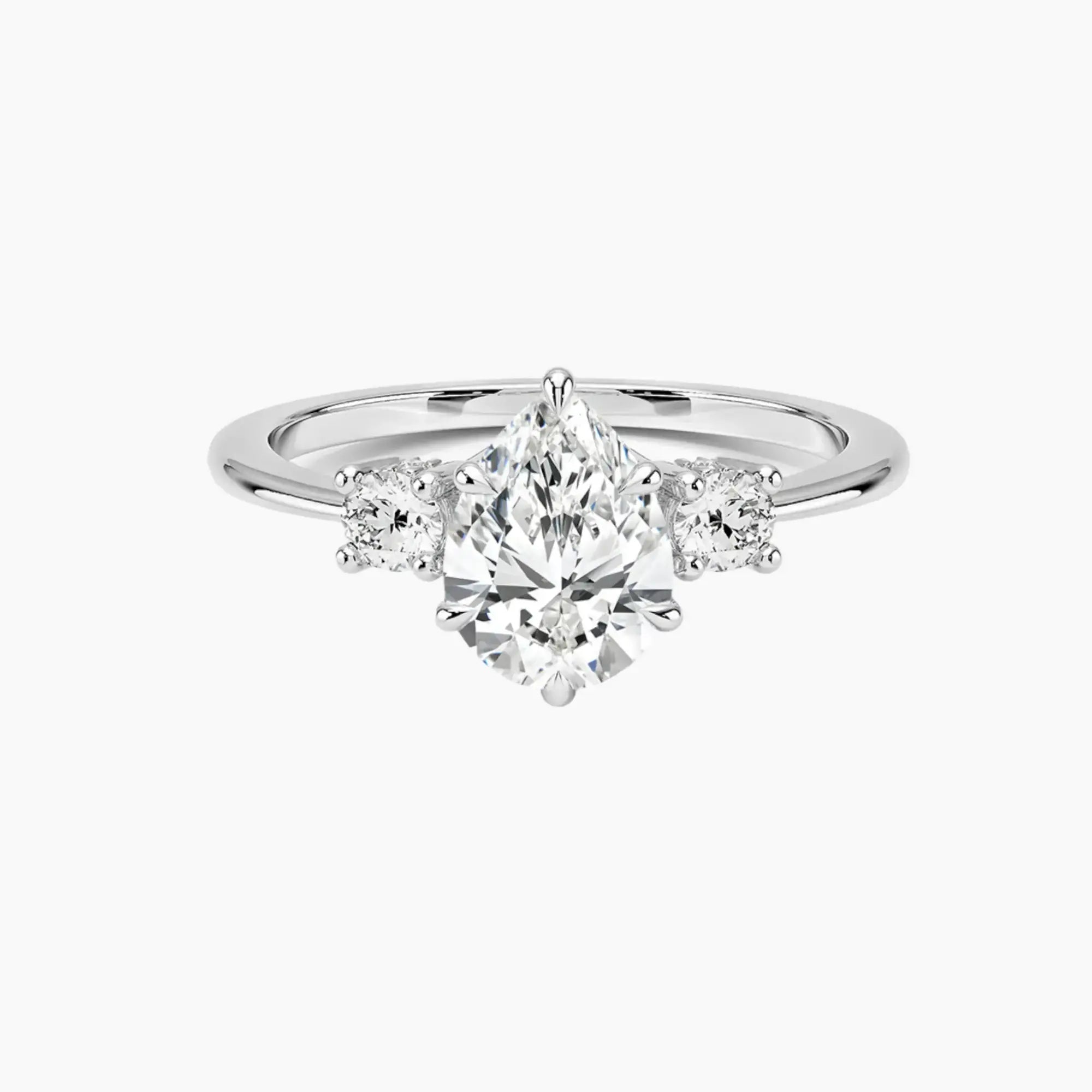 OBSER592 - Seraphina Hidden Halo Three Stone Pear engagement ring setting view 1