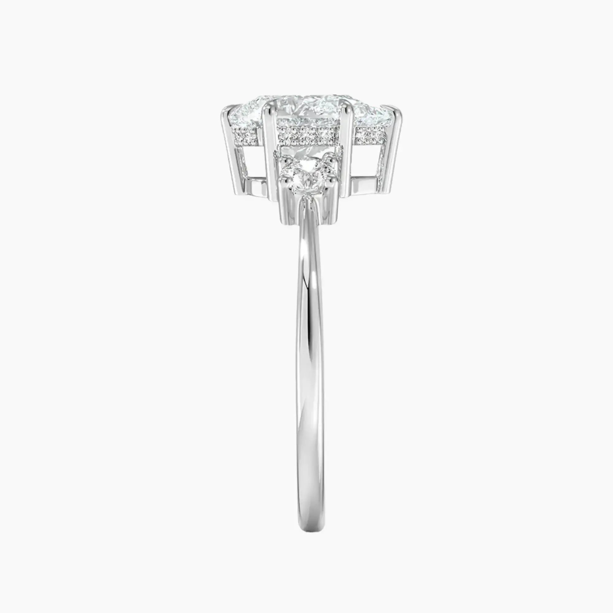 OBSER592 - Seraphina Hidden Halo Three Stone Pear engagement ring setting view 3