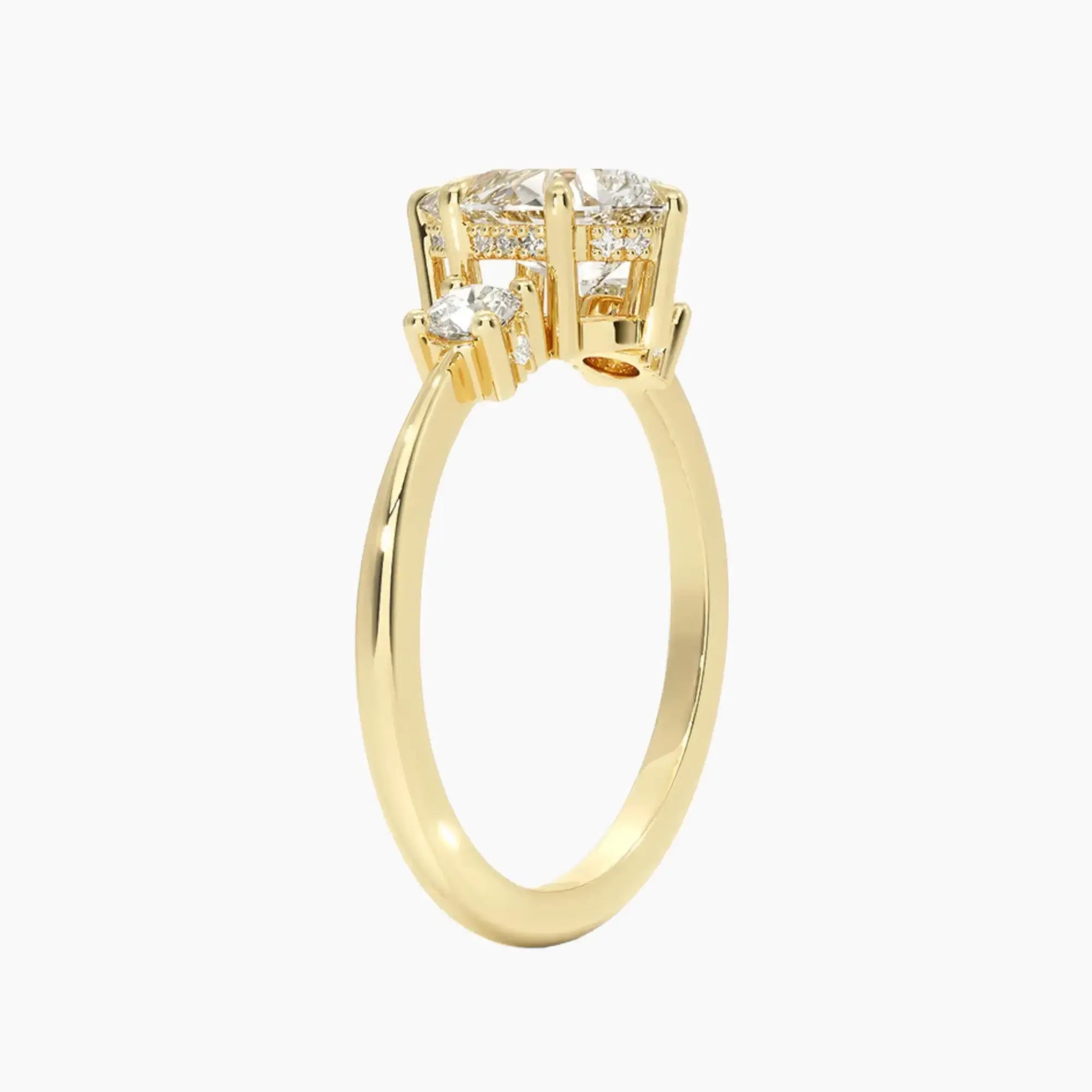 OBSER592 - Seraphina Hidden Halo Three Stone Pear engagement ring setting view 8