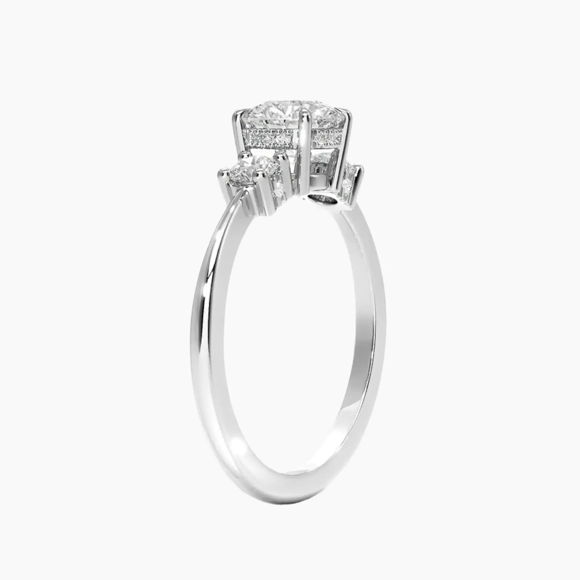 OBSER595 - Seraphina Hidden Halo Three Stone Round engagement ring setting view 2