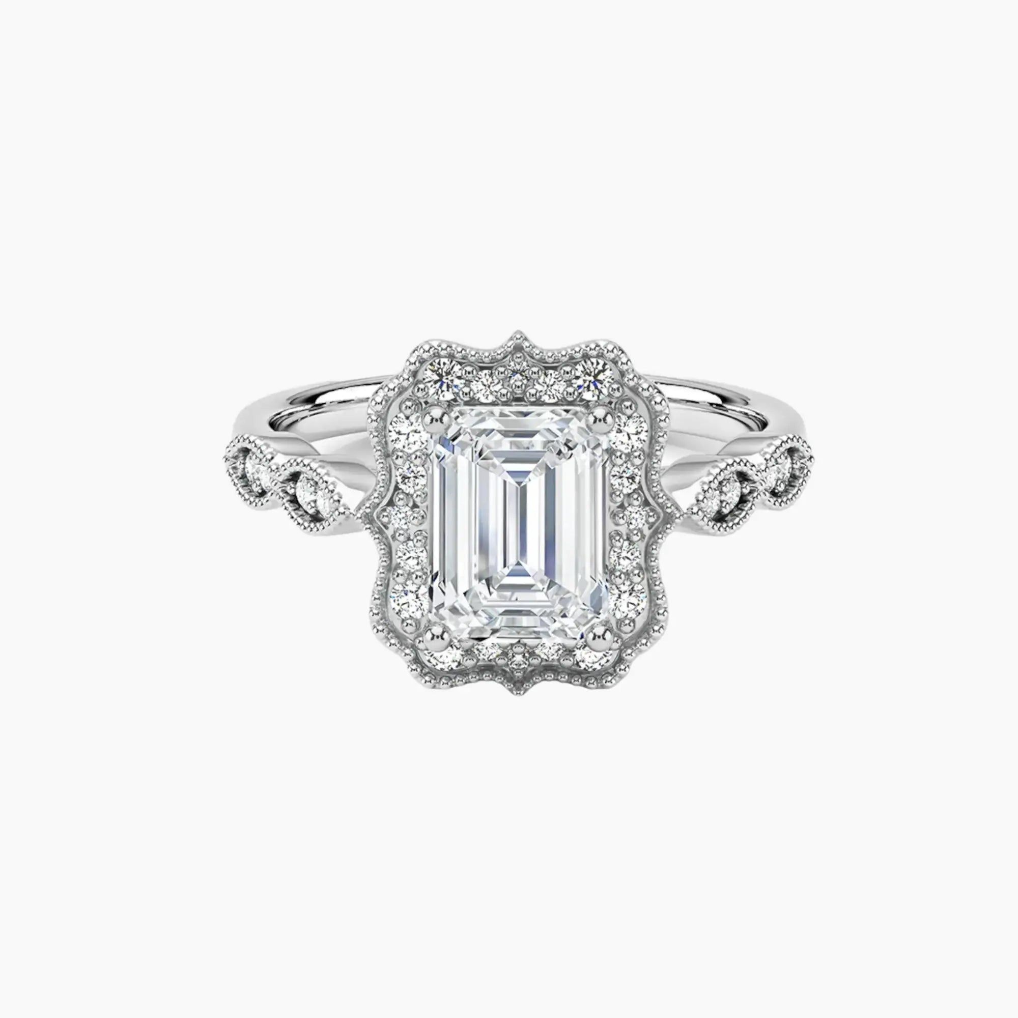 OBSER476 - Talitha Halo Emerald engagement ring setting view 1