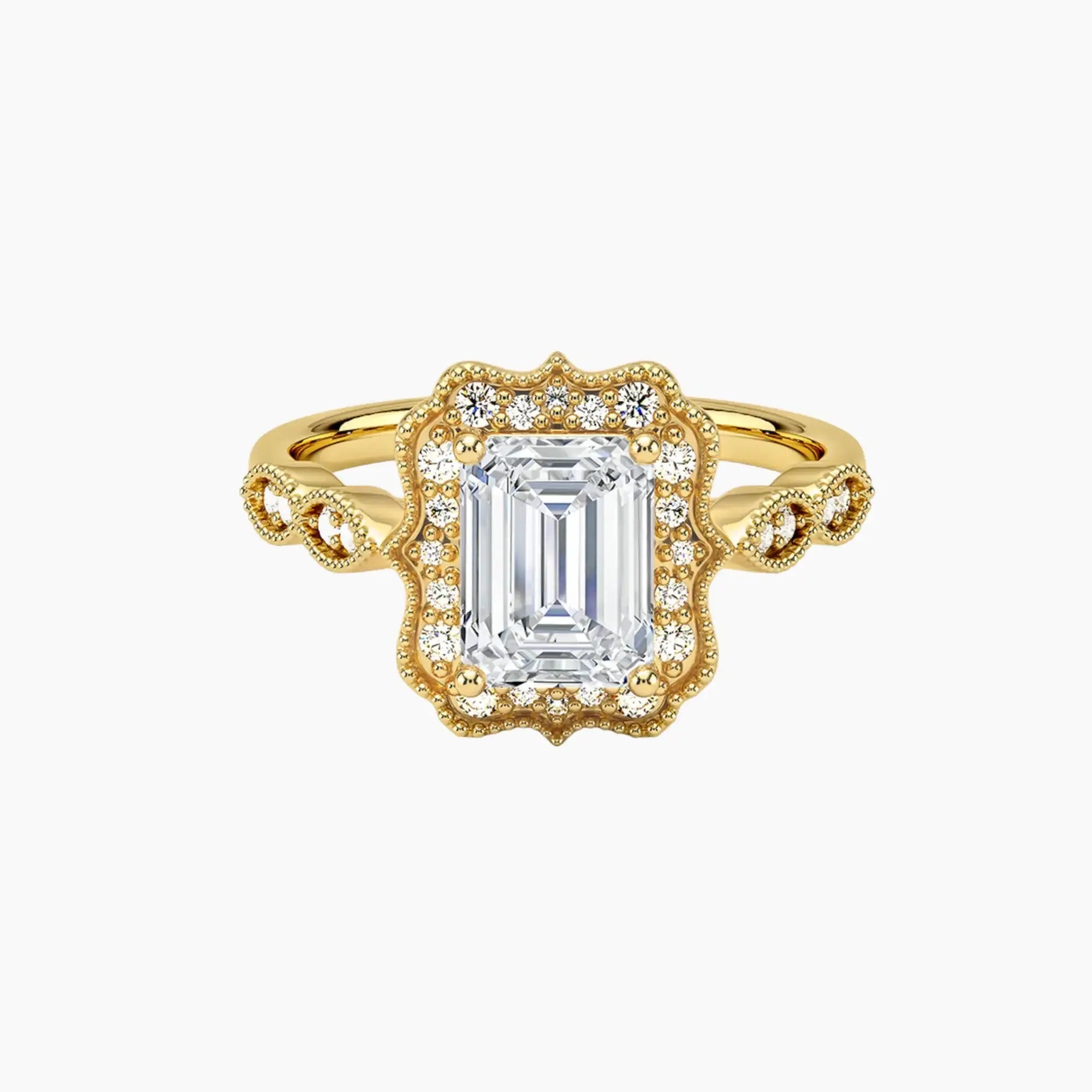 OBSER476 - Talitha Halo Emerald engagement ring setting view 7