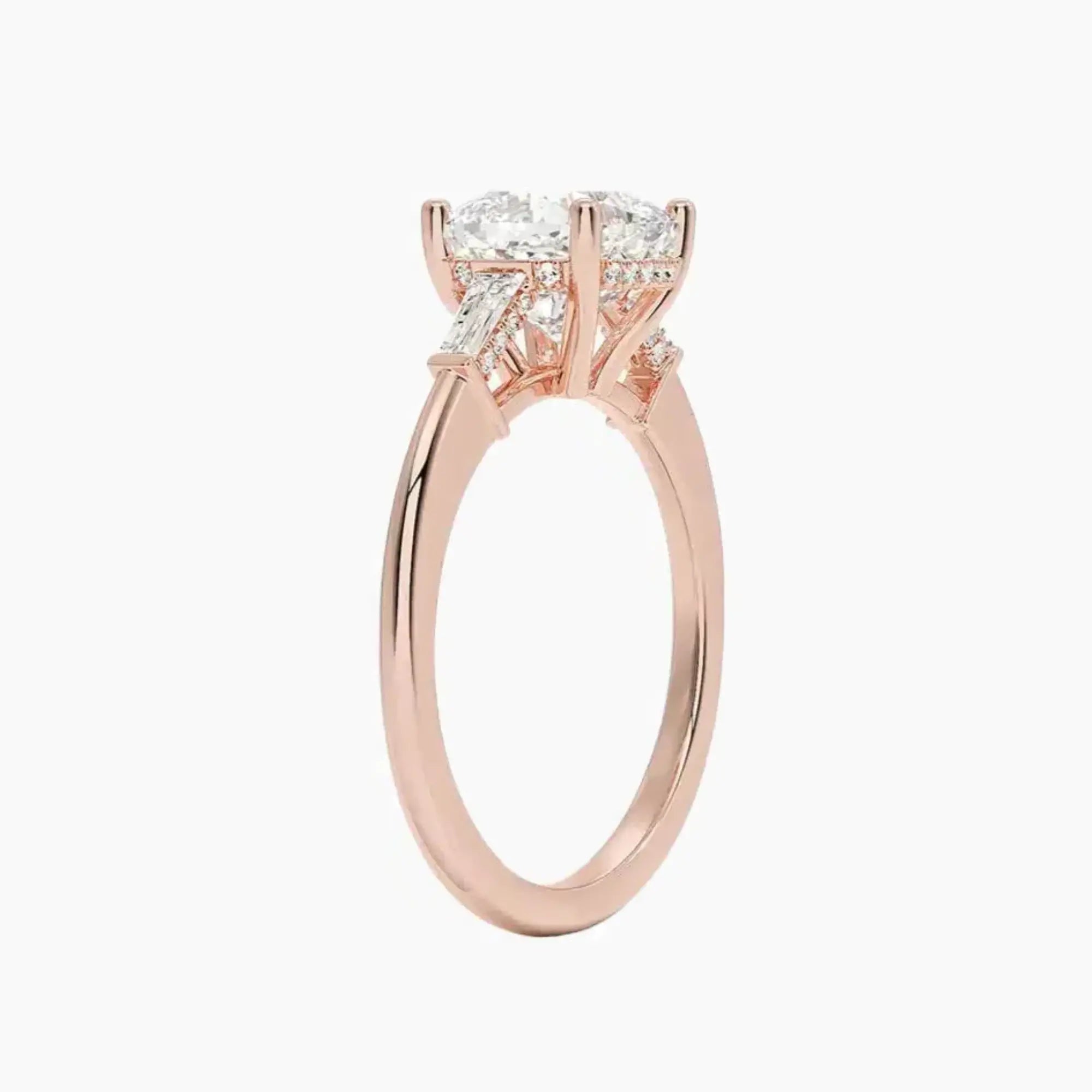 OBSER664 - Nyx Hidden Halo Three Stone Cushion engagement ring setting view 5