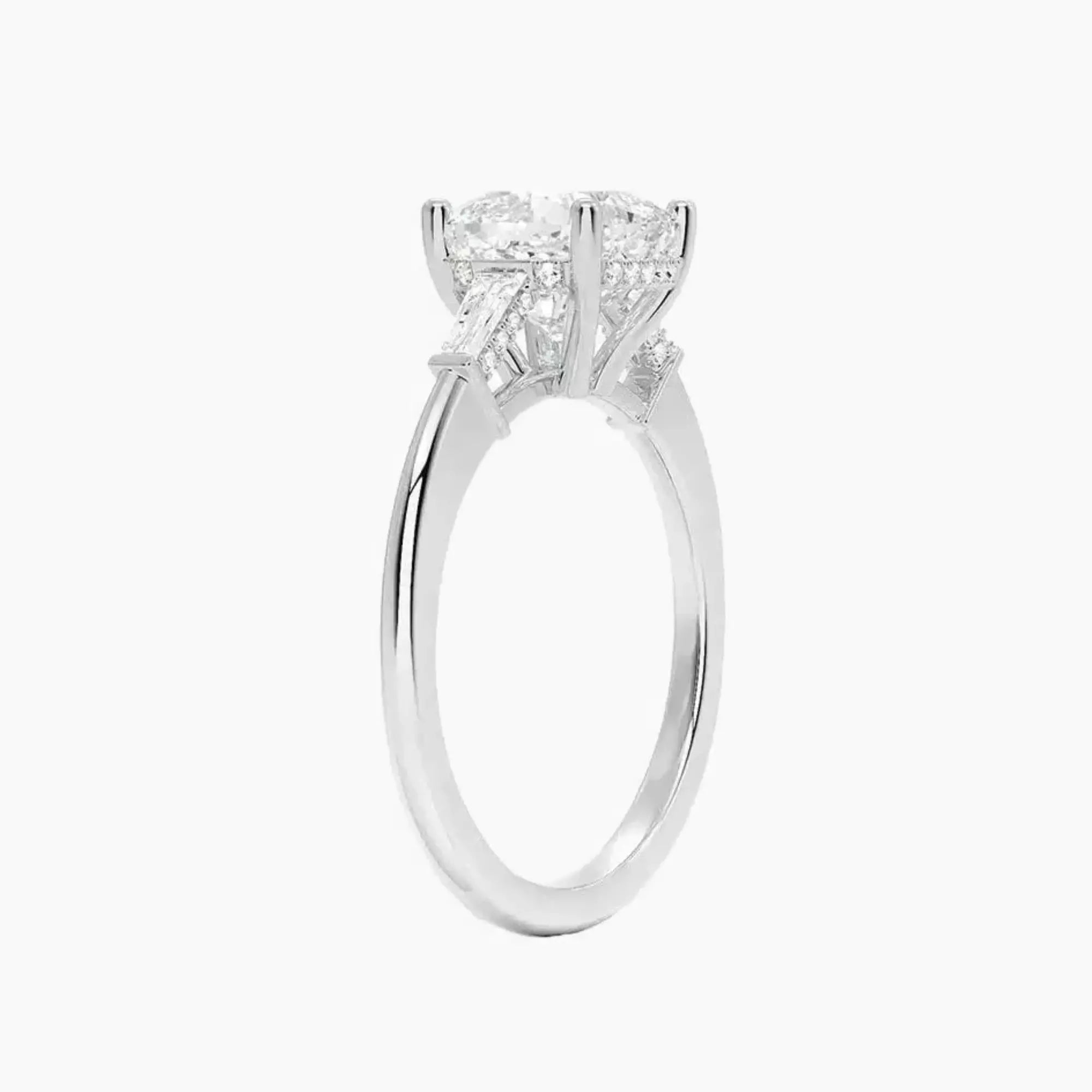OBSER664 - Nyx Hidden Halo Three Stone Cushion engagement ring setting view 2