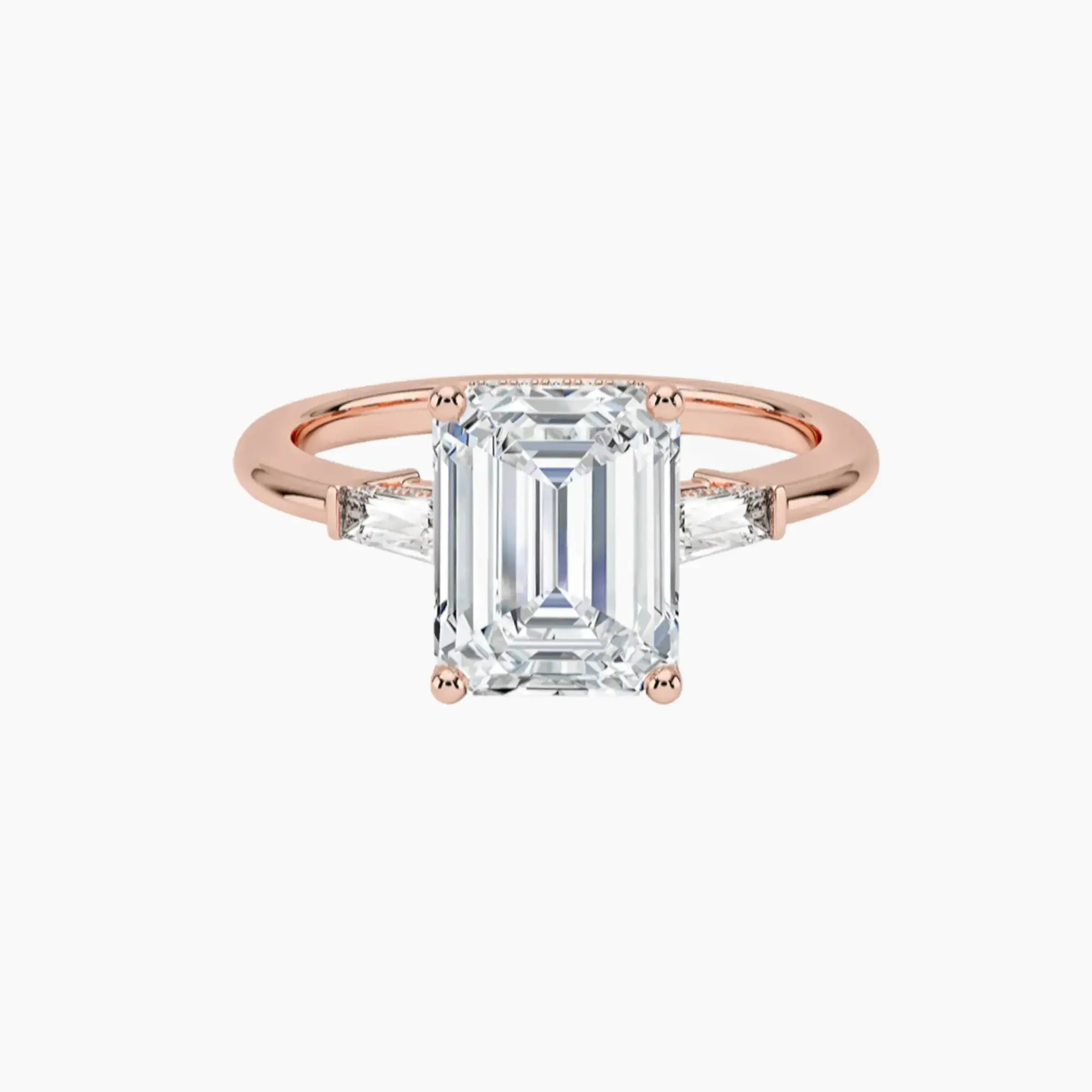 OBSER662 - Nyx Hidden Halo Three Stone Emerald engagement ring setting view 4