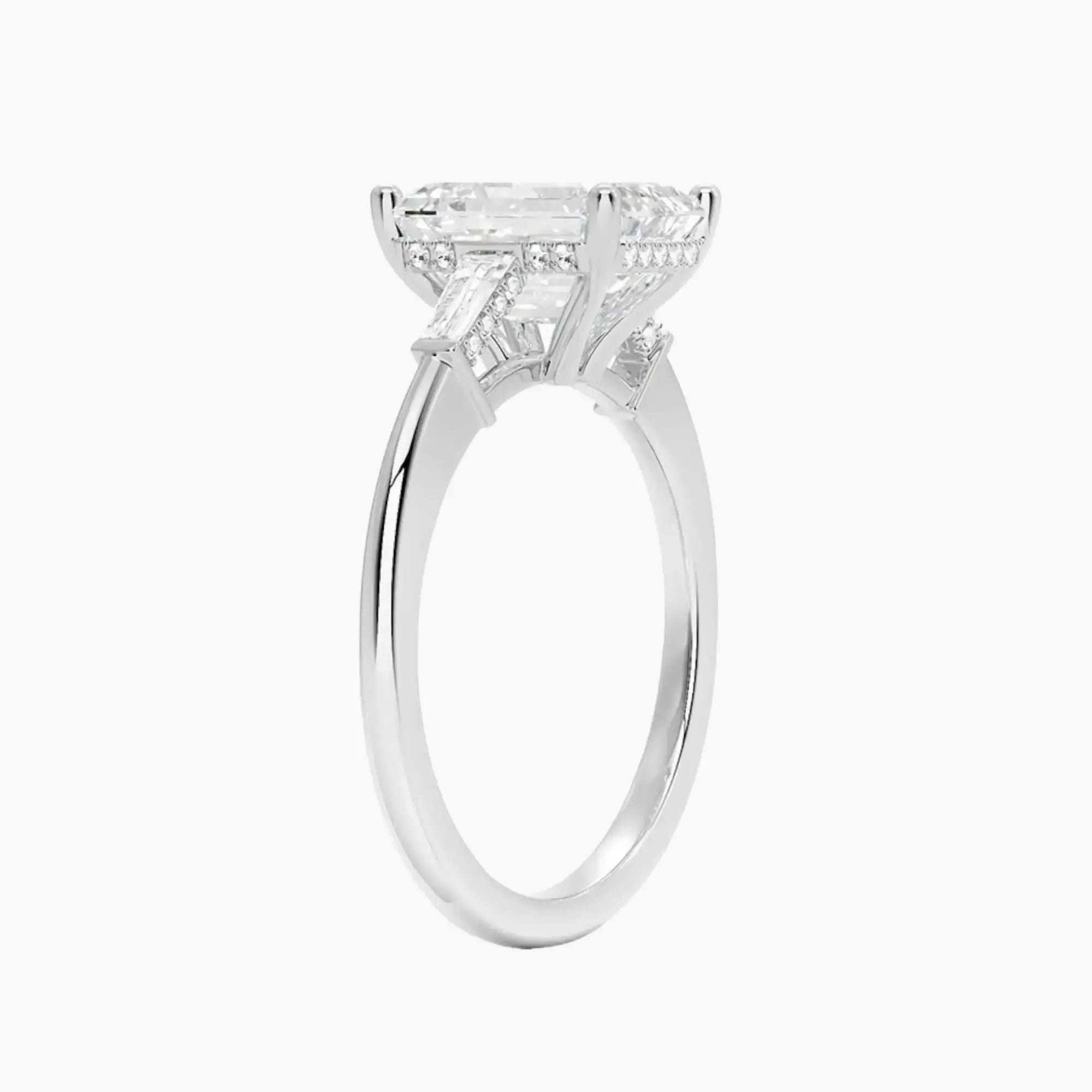 OBSER662 - Nyx Hidden Halo Three Stone Emerald engagement ring setting view 2
