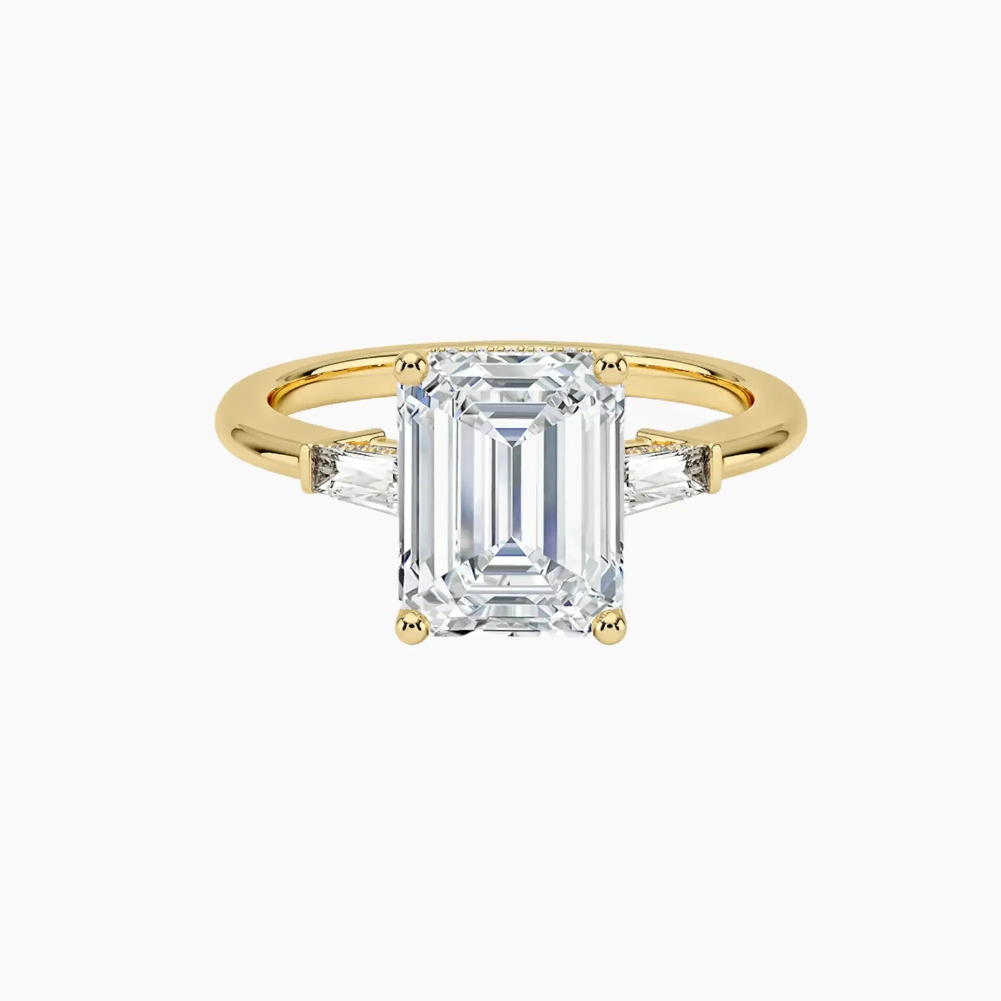 OBSER662 - Nyx Hidden Halo Three Stone Emerald engagement ring setting view 7