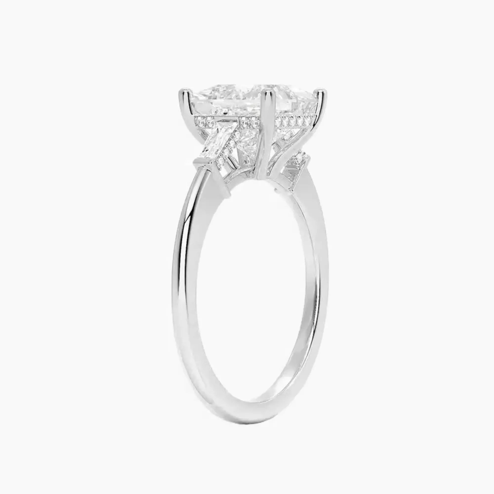 OBSER663 - Nyx Hidden Halo Three Stone Princess engagement ring setting view 2