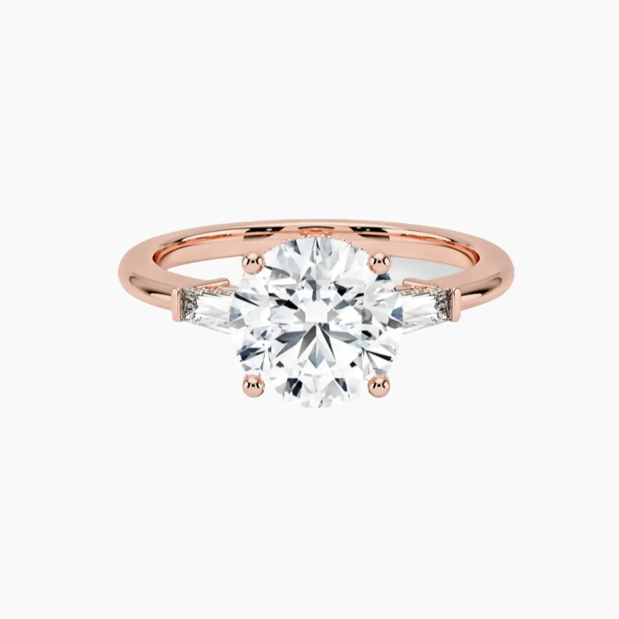 OBSER666 - Nyx Hidden Halo Three Stone Round engagement ring setting view 4