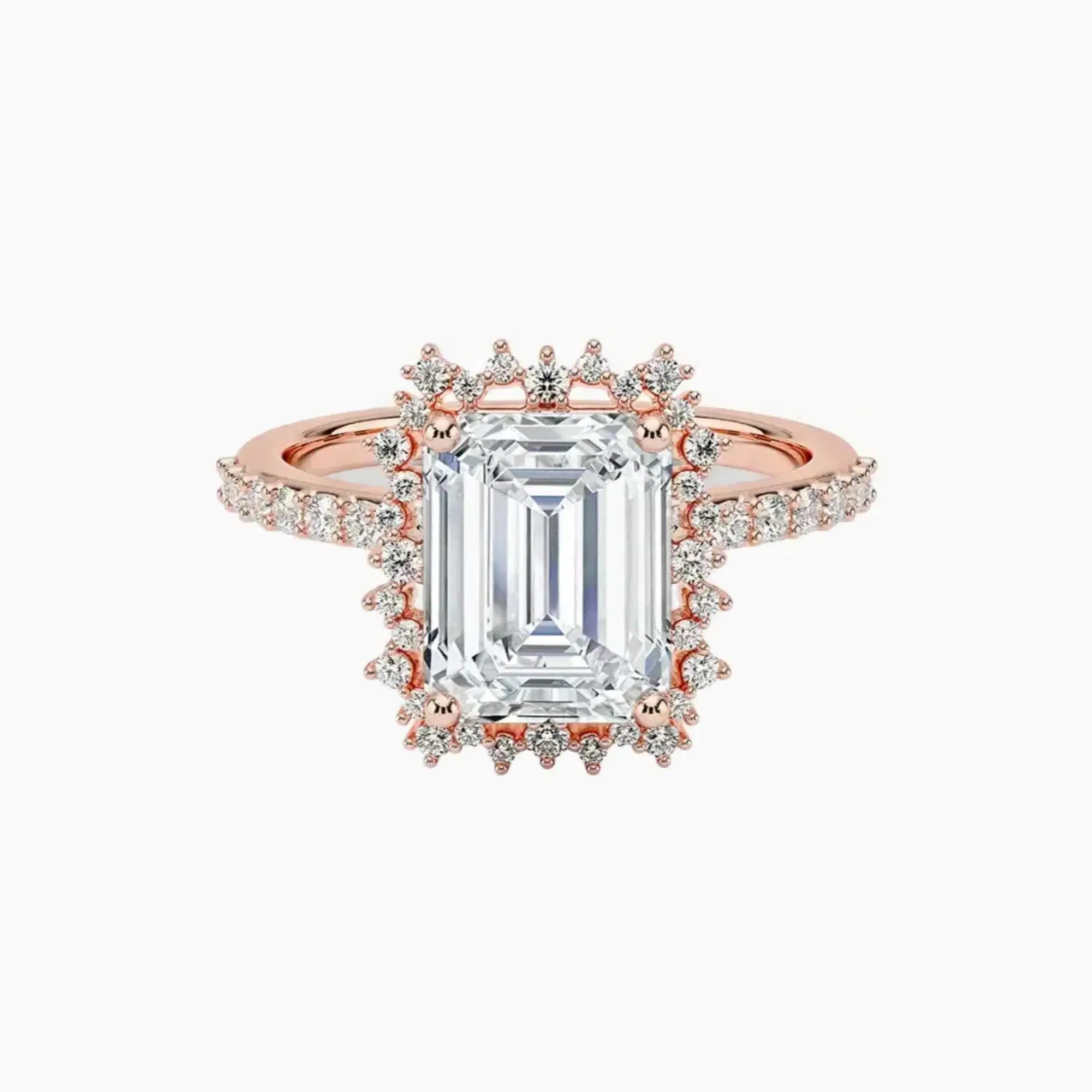 OBSER162 - Coraline Halo Emerald engagement ring setting view 4