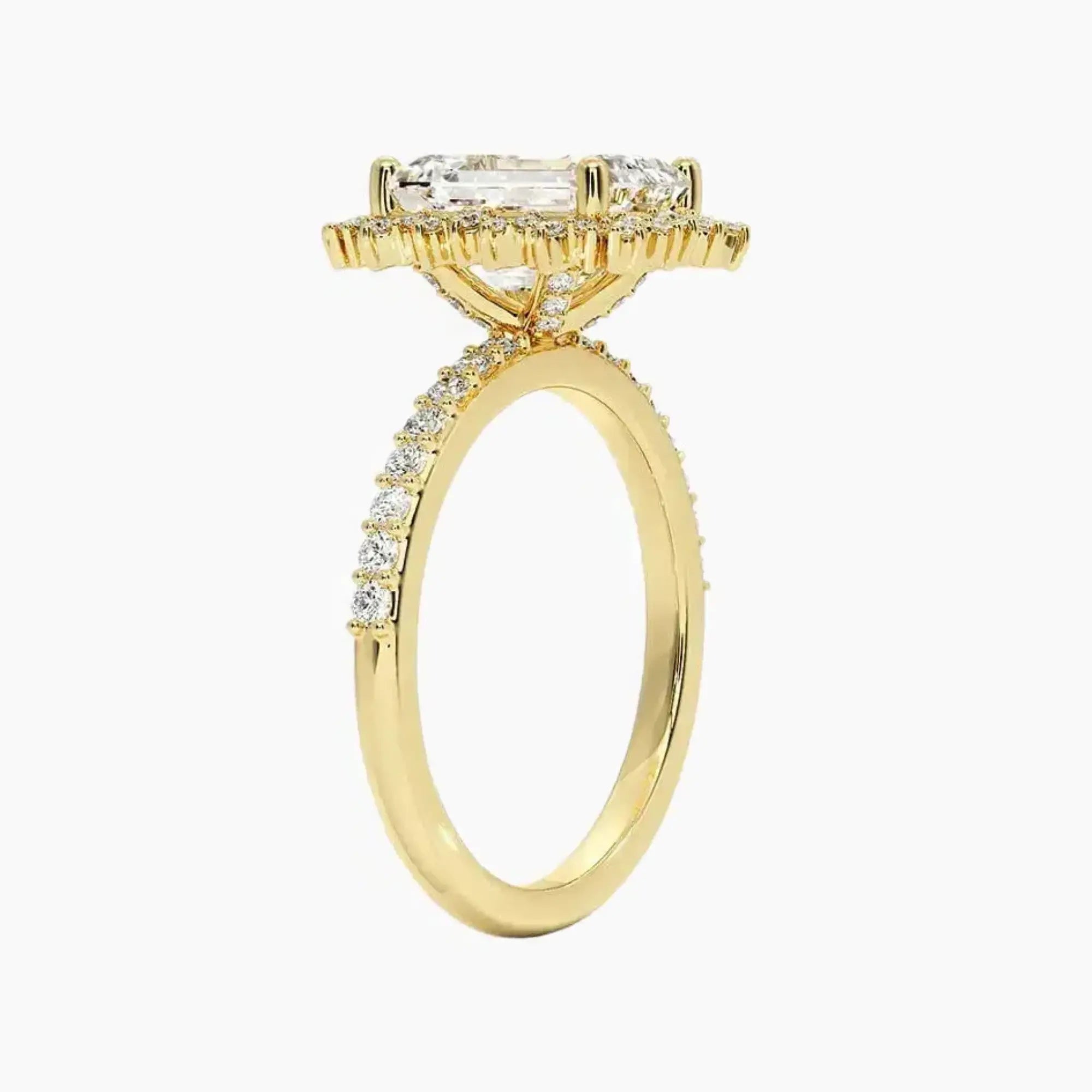 OBSER162 - Coraline Halo Emerald engagement ring setting view 8