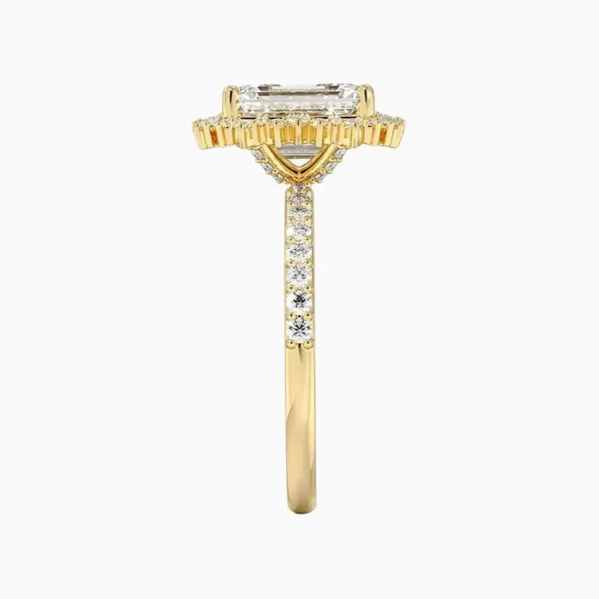 OBSER162 - Coraline Halo Emerald engagement ring setting view 9