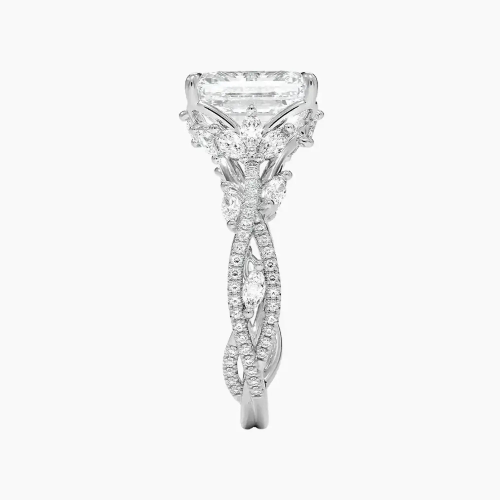 OBSER261 - Melia Adorned Emerald engagement ring setting view 3