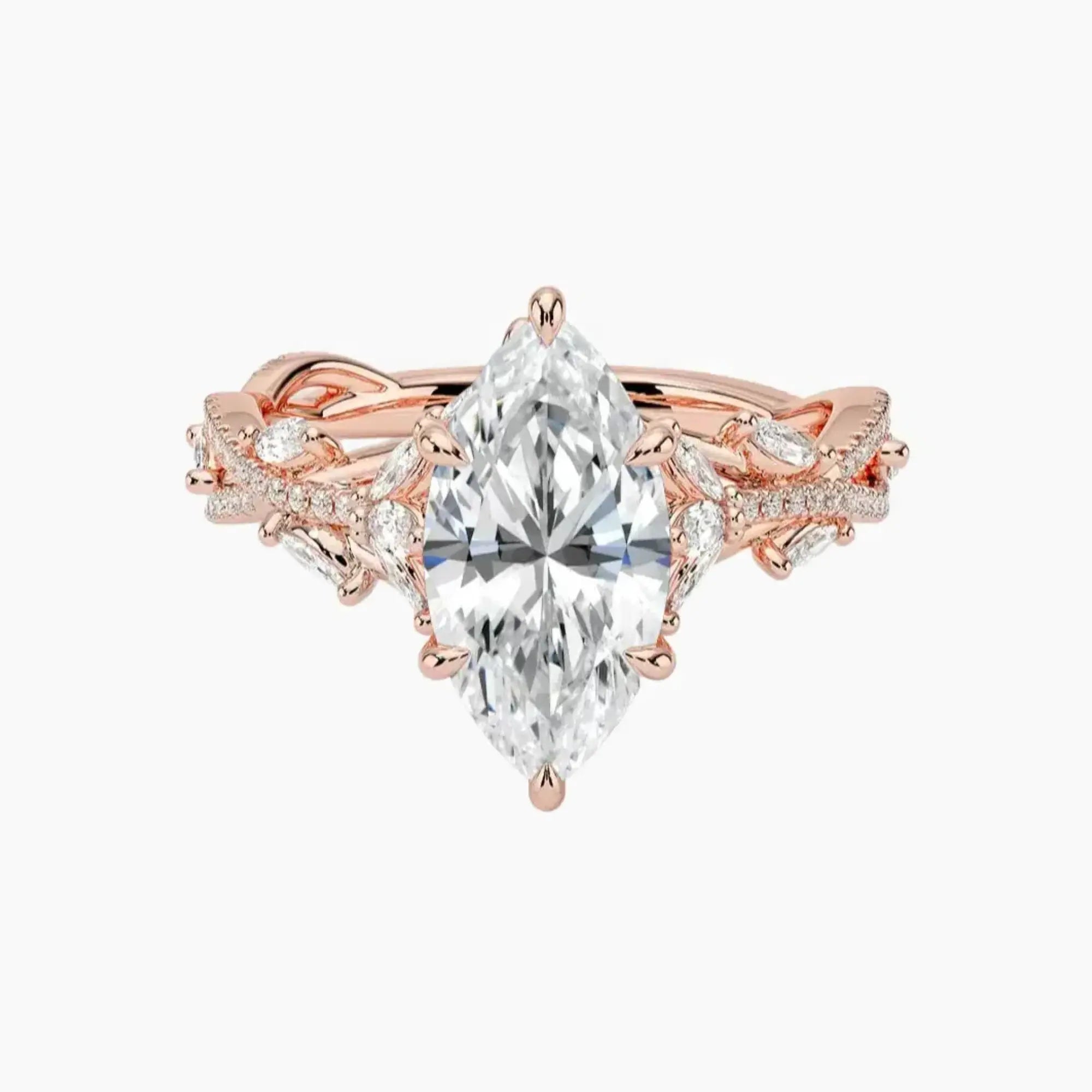 OBSER001 - Melia Adorned Marquise engagement ring setting view 4